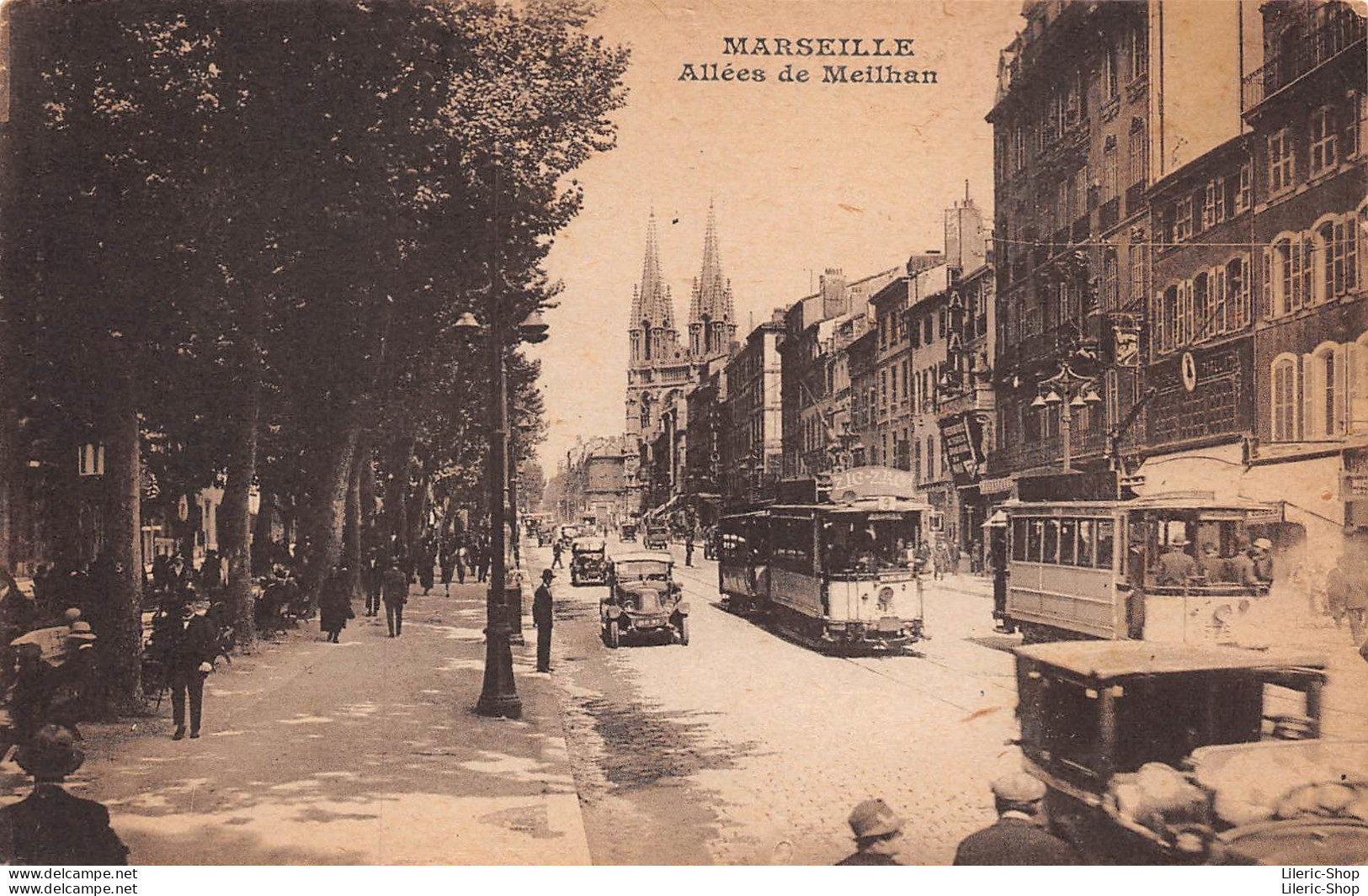 ►MARSEILLE◄13►±1910◄CPA►ALLÉES DE MEILHAN◄►AUTOMOBILES◄►TRAMWAYS◄ - Canebière, Centro Città