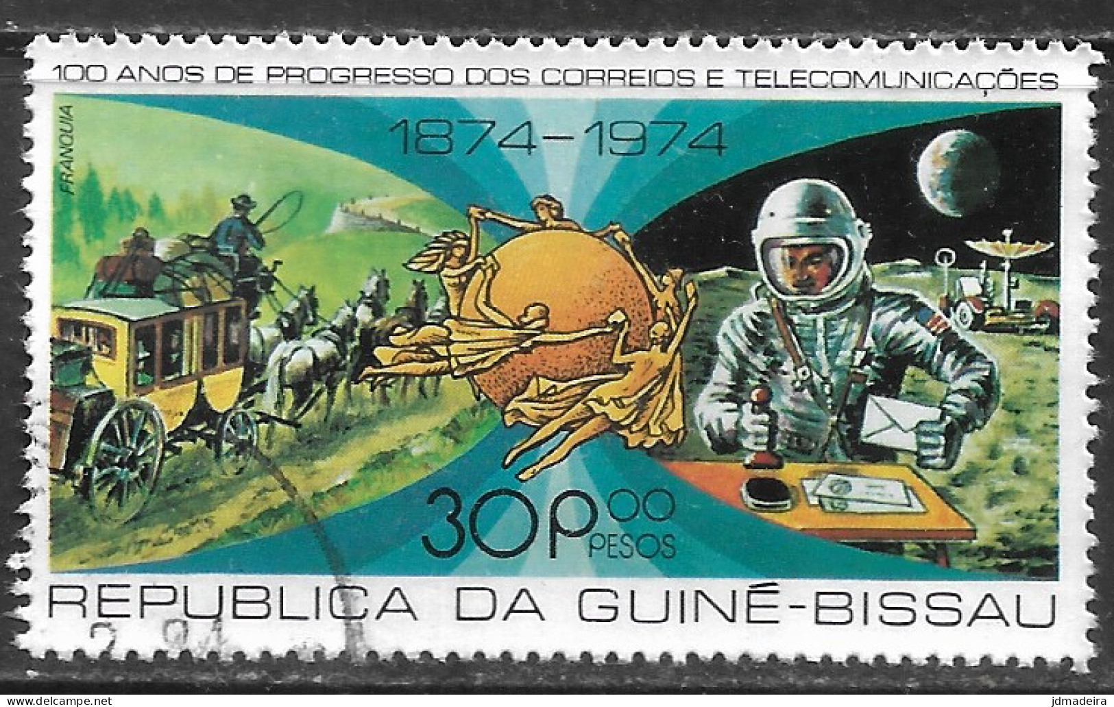 GUINE BISSAU – 1977 Mail And Telecoms Progress 30P00 Used Stamp - Guinea-Bissau