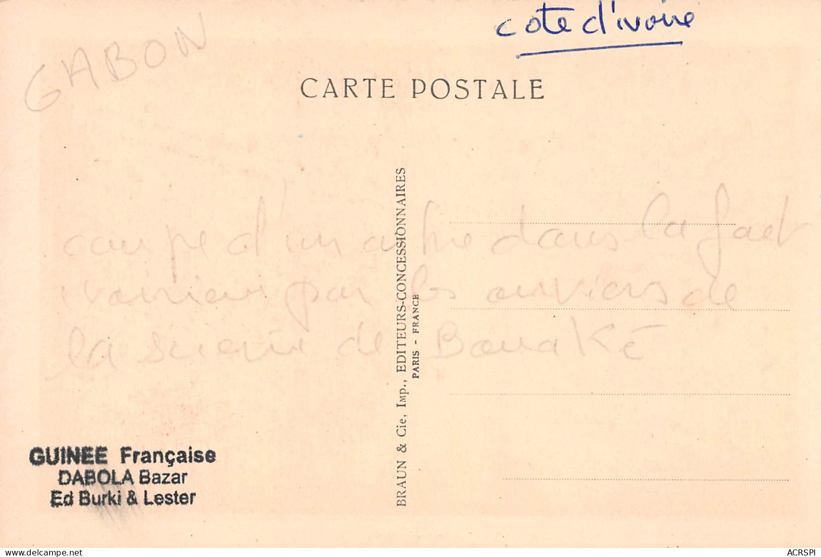 CÔTE-D'IVOIRE  BOUAKE  Arbre Pour La Scirie Compagnie Du Bois D'acajou  (Scans R/V) N° 22 \MO7011 - Ivory Coast