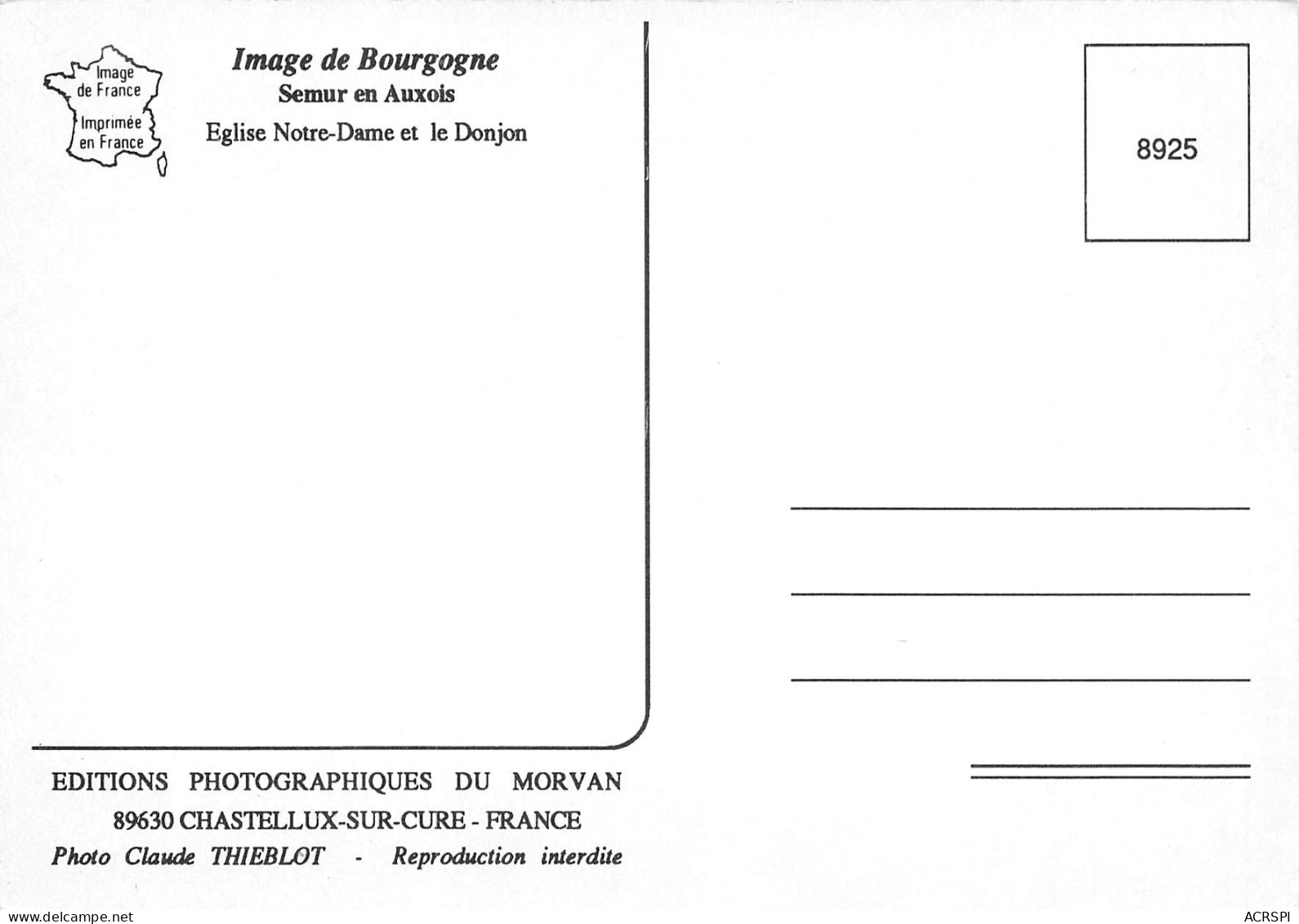 21 SEMUR EN AUXOIS Vue Générale Carte Vierge Non Circulé (Scans R/V) N° 40 \MO7015 - Semur