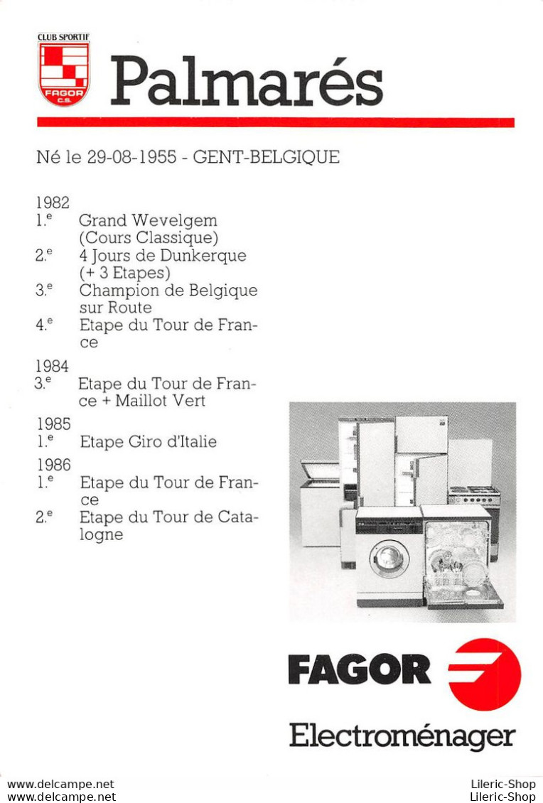 EQUIPE FAGOR 1987 - FRANK HOSTE - PALMARES AU VERSO Cpm - Wielrennen