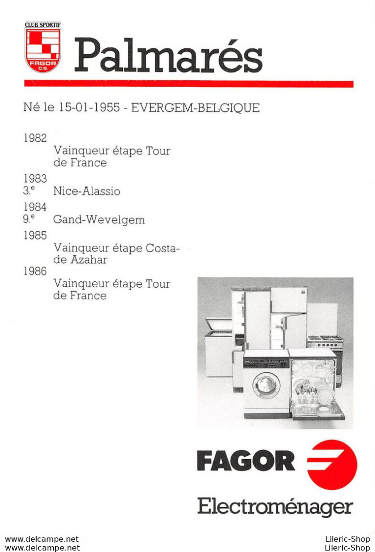 EQUIPE FAGOR 1987 - POL VERSCHUERE - PALMARES AU VERSO Cpm - Cyclisme