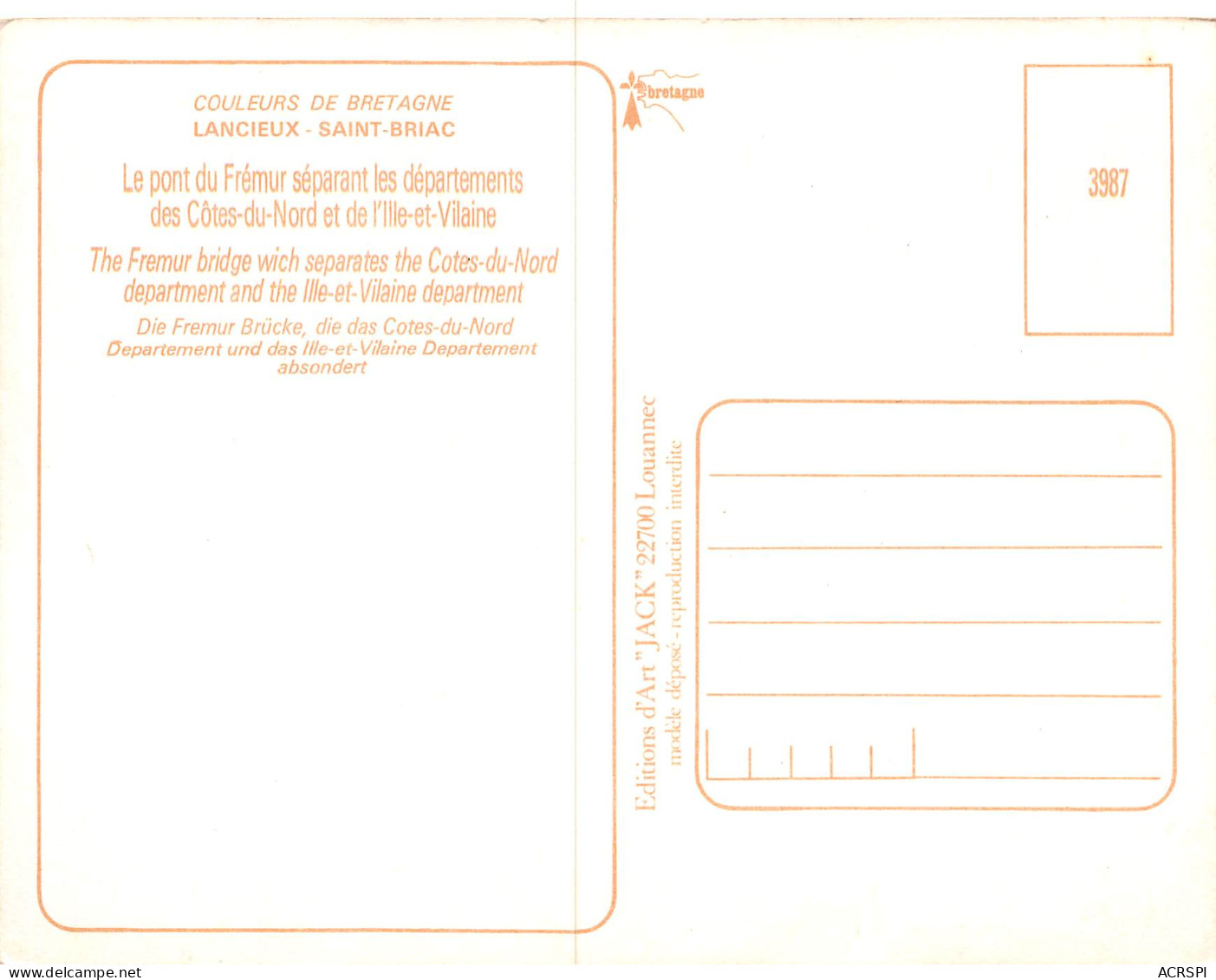 35 LANCIEUX SAINT BRIAC Sur MER  Le Pont Du Frémur Carte Vierge Non Circulé (scan R/V) N° 30 \ MO7023 - Saint-Briac