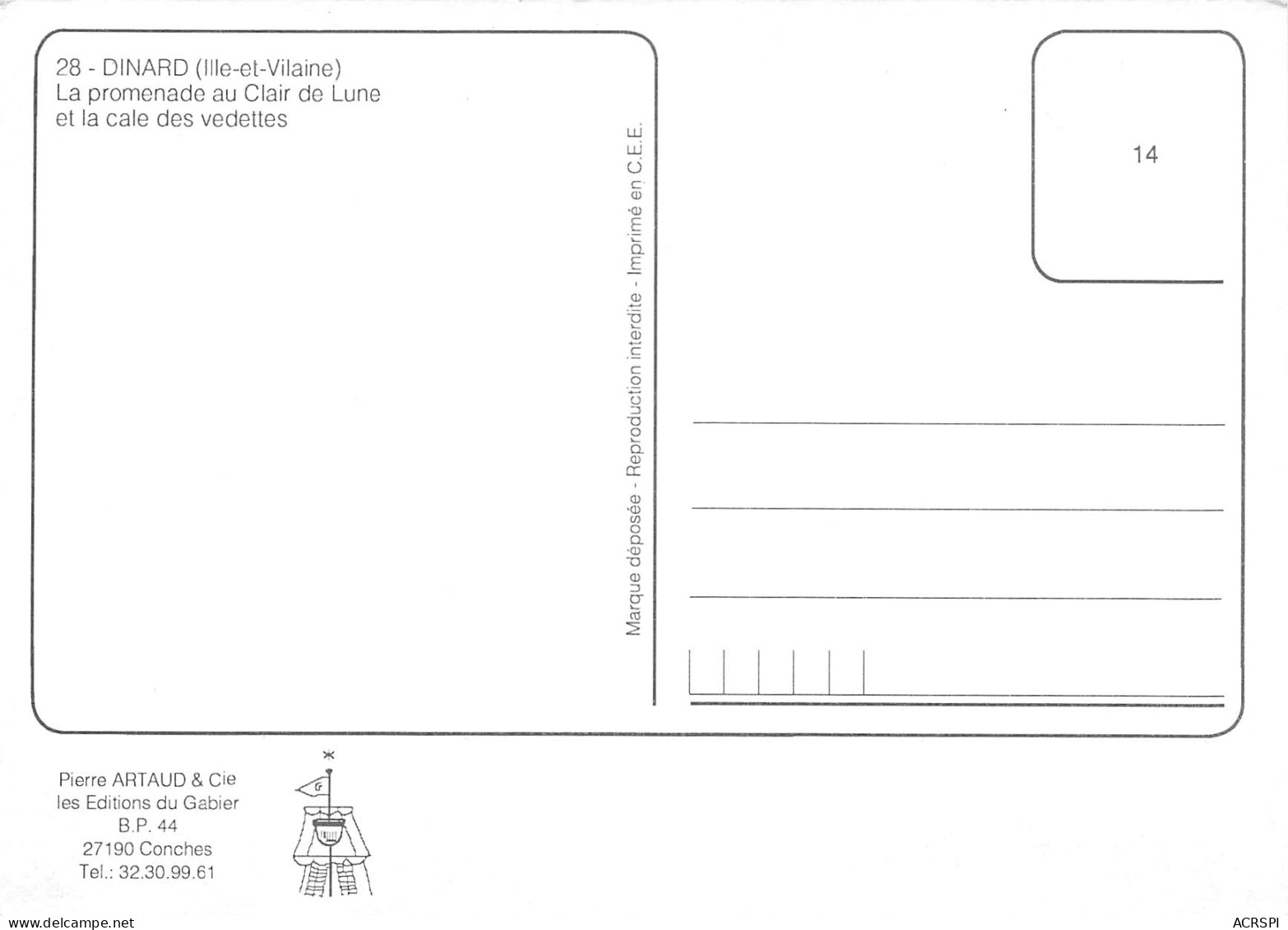 35 DINARD  La Cale Des Vedettes  Carte Vierge Non Circulé (Scan R/V )n° 23 \MO7026 - Dinard