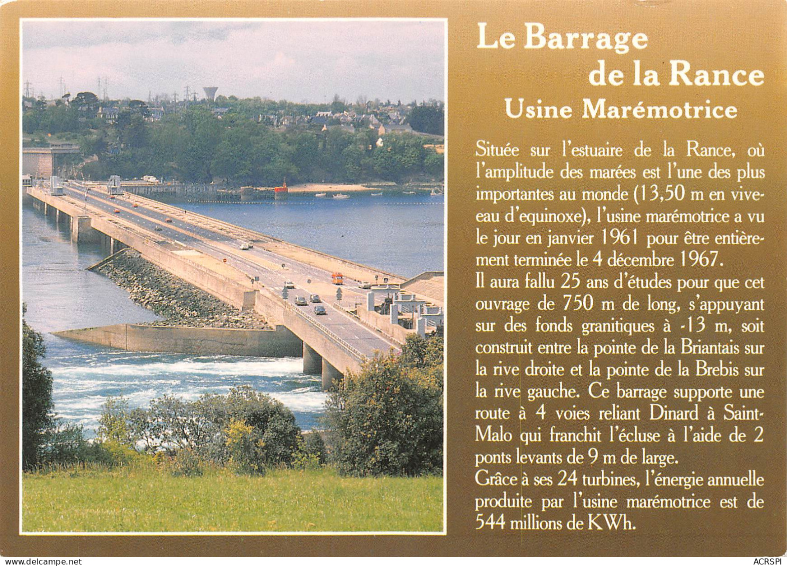 35 DINARD Barrage De L'usine Marémotrice De La Rance  Carte Vierge Non Circulé (Scan R/V )n° 38 \MO7026 - Dinard