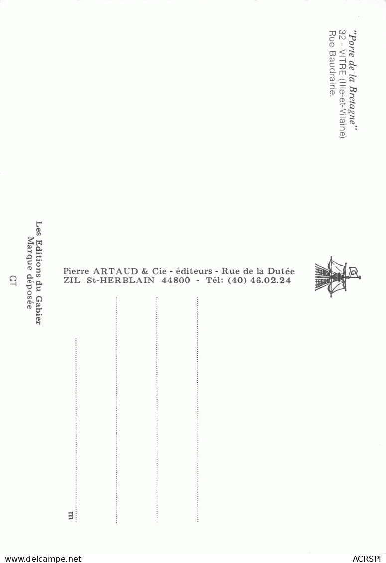 35 VITRE La Rue Baudrairie  Carte Vierge Non Circulé (Scan R/V ) N° 32 \MO7027 - Vitre