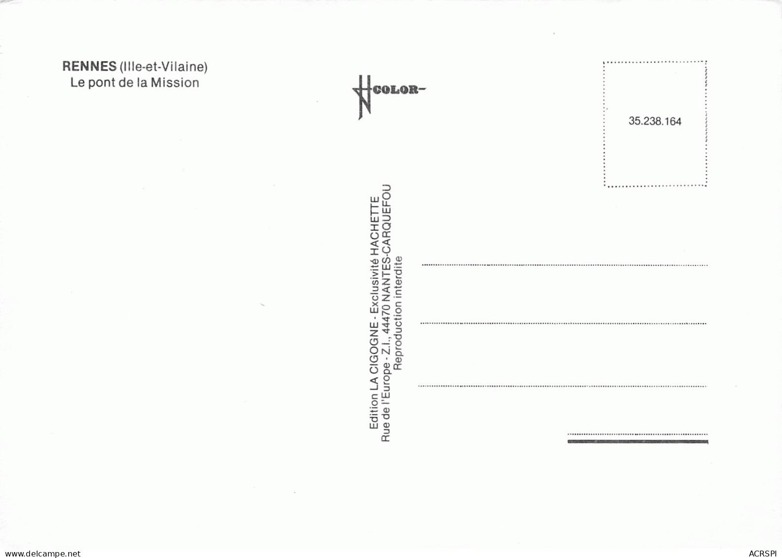 35 RENNES Le Pont De La Maison  Carte Vierge Non Circulé (Scan R/V ) N° 38 \MO7027 - Rennes