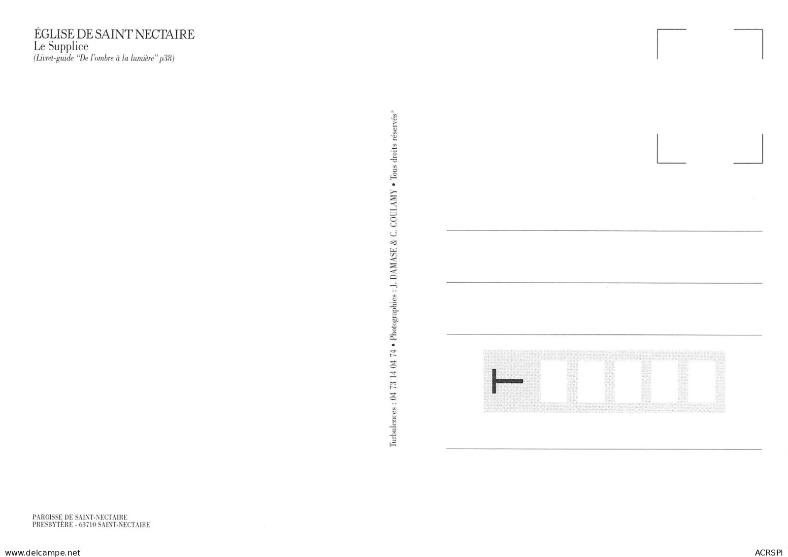 63 SAINT NECTAIRE L'église Le Suplice éd Turbulences Carte Vierge (Scans R/V) N° 44 \MO7030 - Saint Nectaire