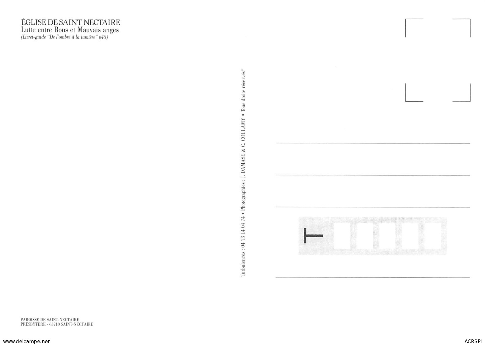 63 SAINT NECTAIRE L'église  Lutte Entre Bons Et Mauvais Anges éd Turbulences Carte Vierge (Scans R/V) N° 43 \MO7030 - Saint Nectaire