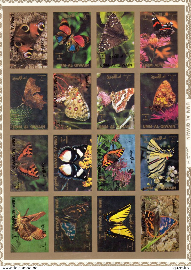 Umm Al Qiwain 1972, Butterflies, Sheetlet IMPERFORATED - Papillons
