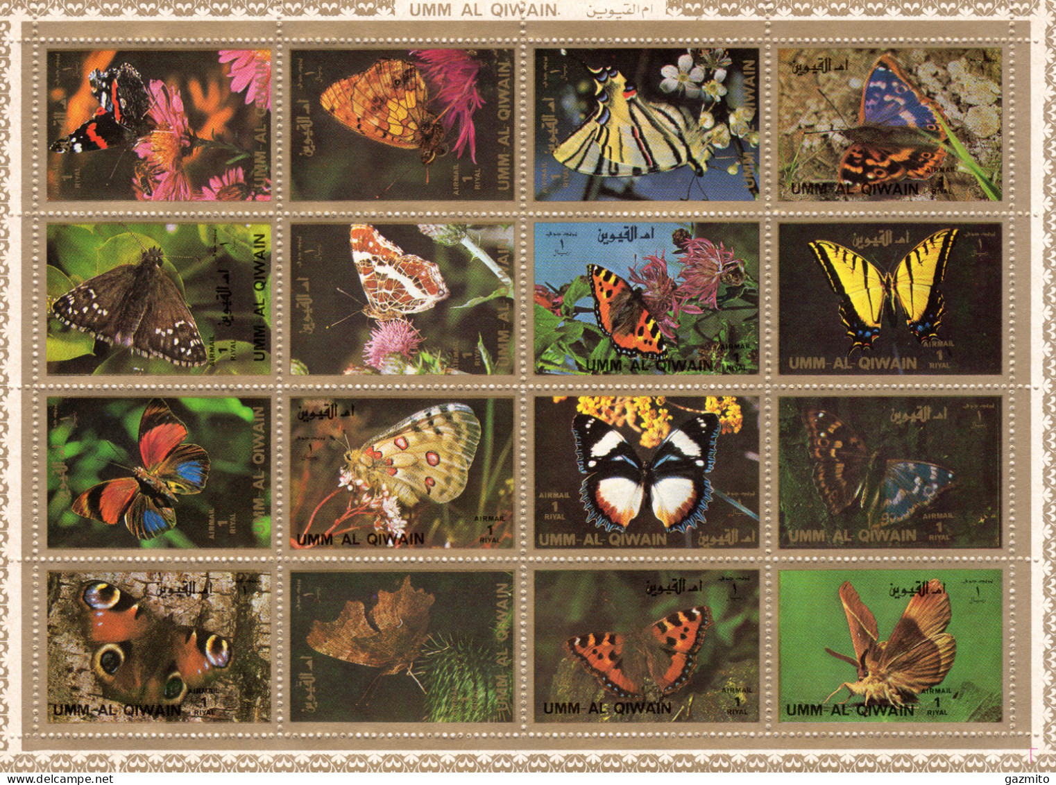 Umm Al Qiwain 1972, Butterflies, Sheetlet - Vlinders