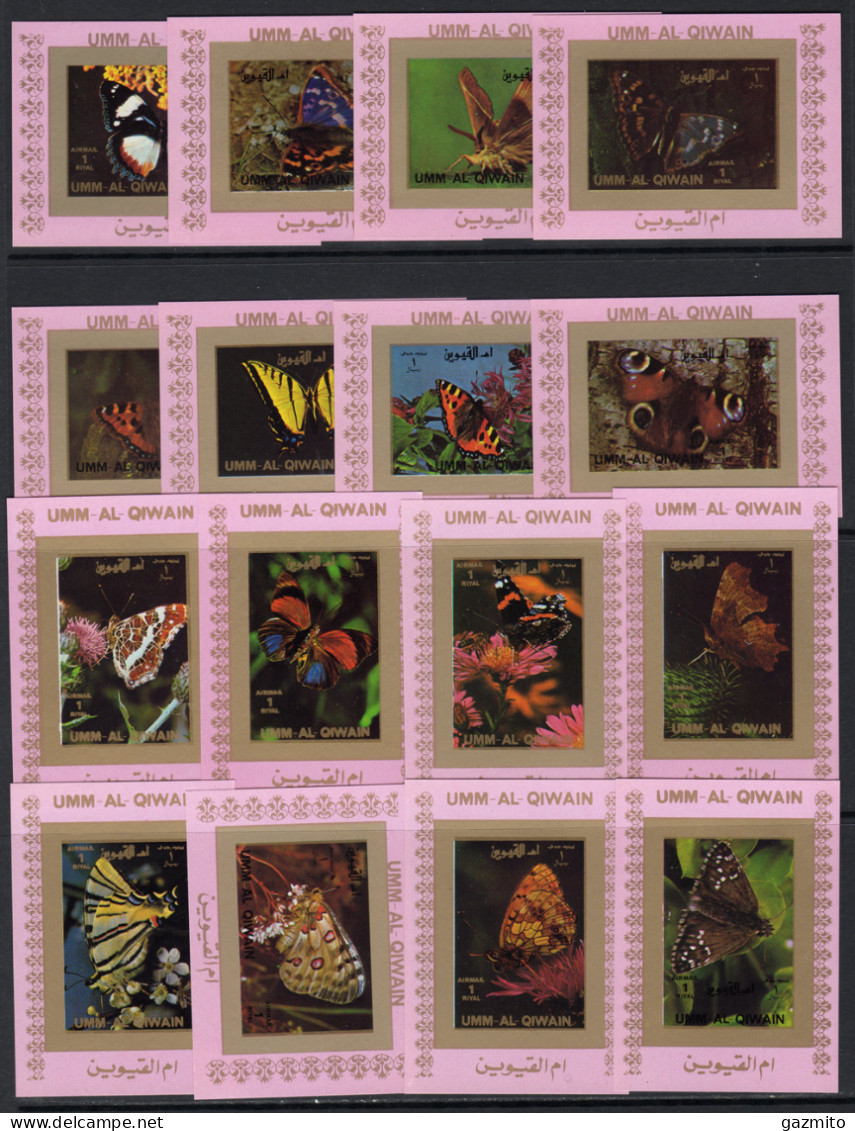 Umm Al Qiwain 1972, Butterflies, 16Blocks IMPERFORATED - Vlinders