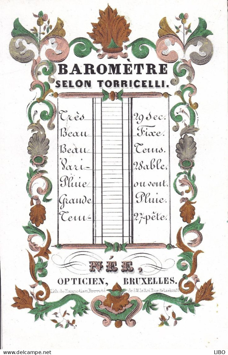 BRUXELLES Opticien Baromètre Selon TORRICELLI Carte Porcelaine Format A5 - Porseleinkaarten