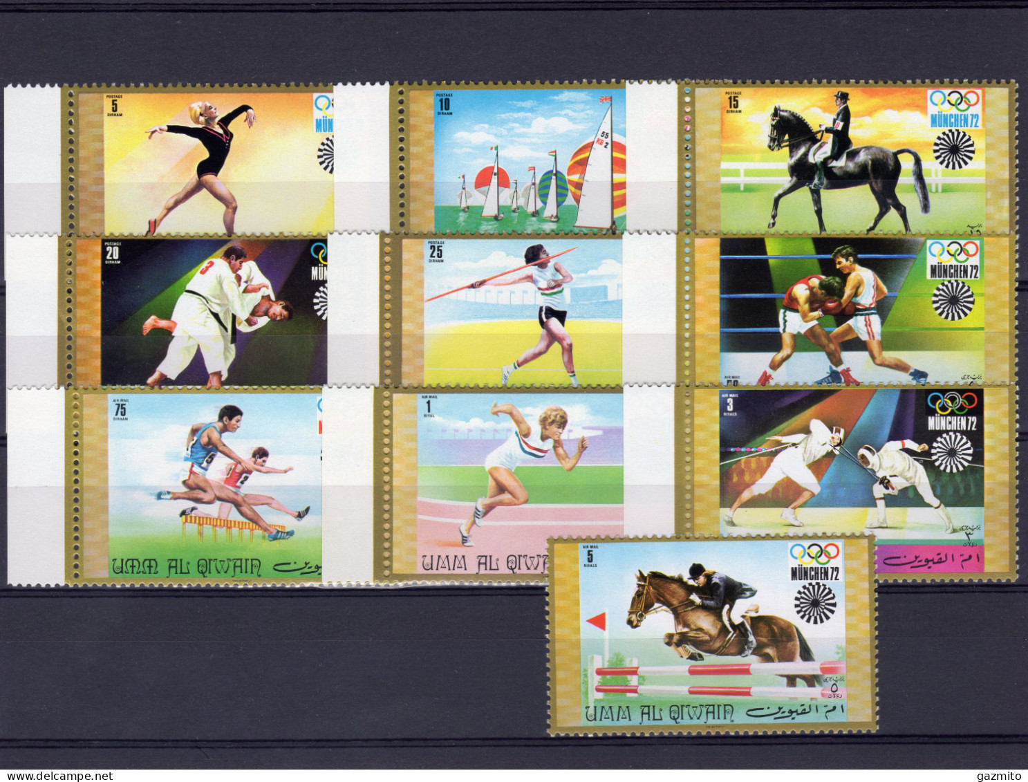 Umm Al Qiwain 1971, Olympic Games In Munich, Judo, Shipping, Boxing, Horse Race, Fence, 10val - Boxe