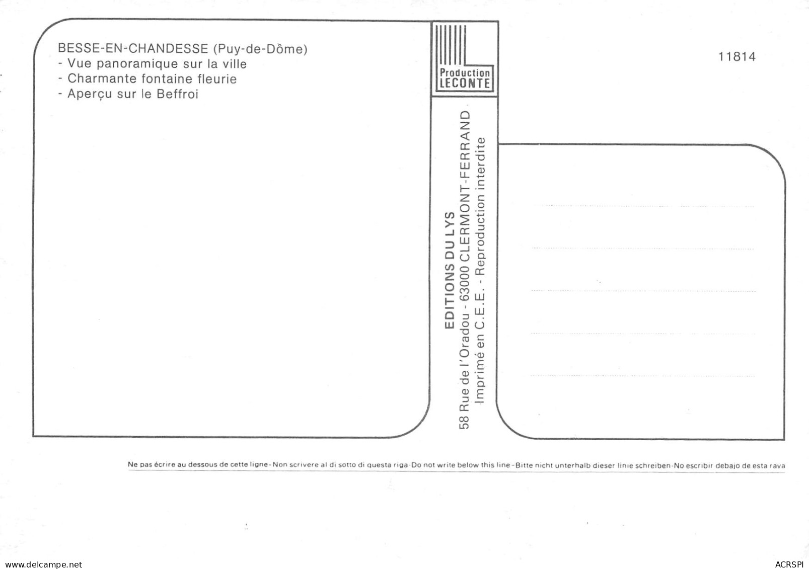 63 BESSE EN CHANDESSE Multivue Carte Vierge Non Circulé  (Scans R/V) N° 15 \MO7039 - Besse Et Saint Anastaise