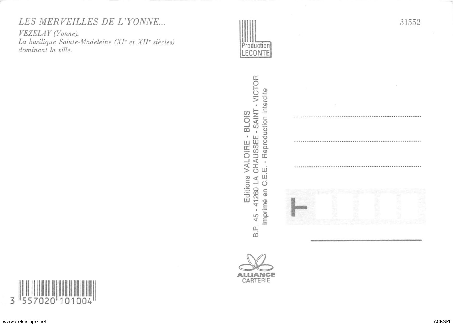 89 VEZELAY Vue Générale  Carte Vierge Non Circulé   édition Valoire  (Scans R/V) N° 14 \MO7044 - Vezelay
