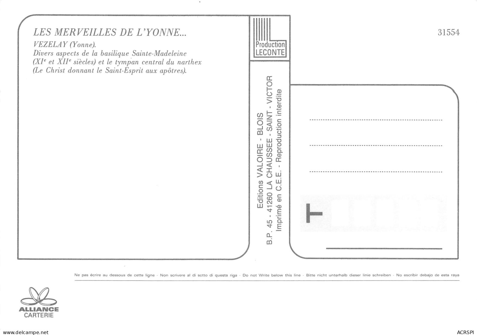 89 VEZELAY Multivue Carte Non Circulé édition Valoire (Scans R/V) N° 36 \MO7045 - Vezelay