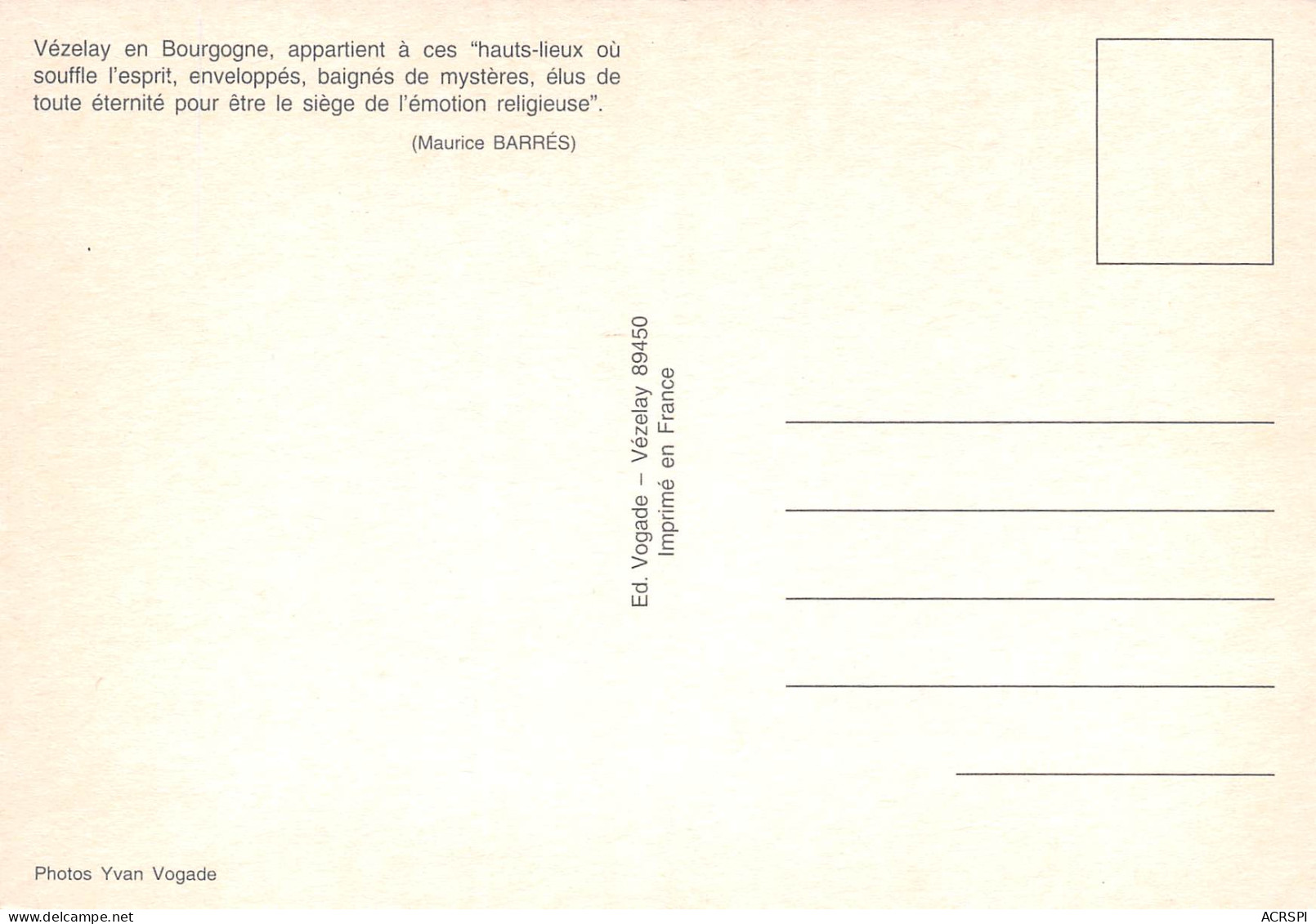 89 VEZELAY Multivue  Carte Vierge Non Circulé édition Vogade  (Scans R/V) N° 42 \MO7045 - Vezelay