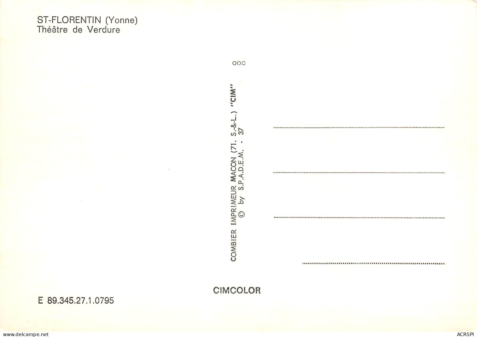 89  SAINT FLORENTIN Théatre De Verdure Carte Vierge Non Circulé éditions CIM (Scans R/V) N° 48 \MO7046 - Saint Florentin