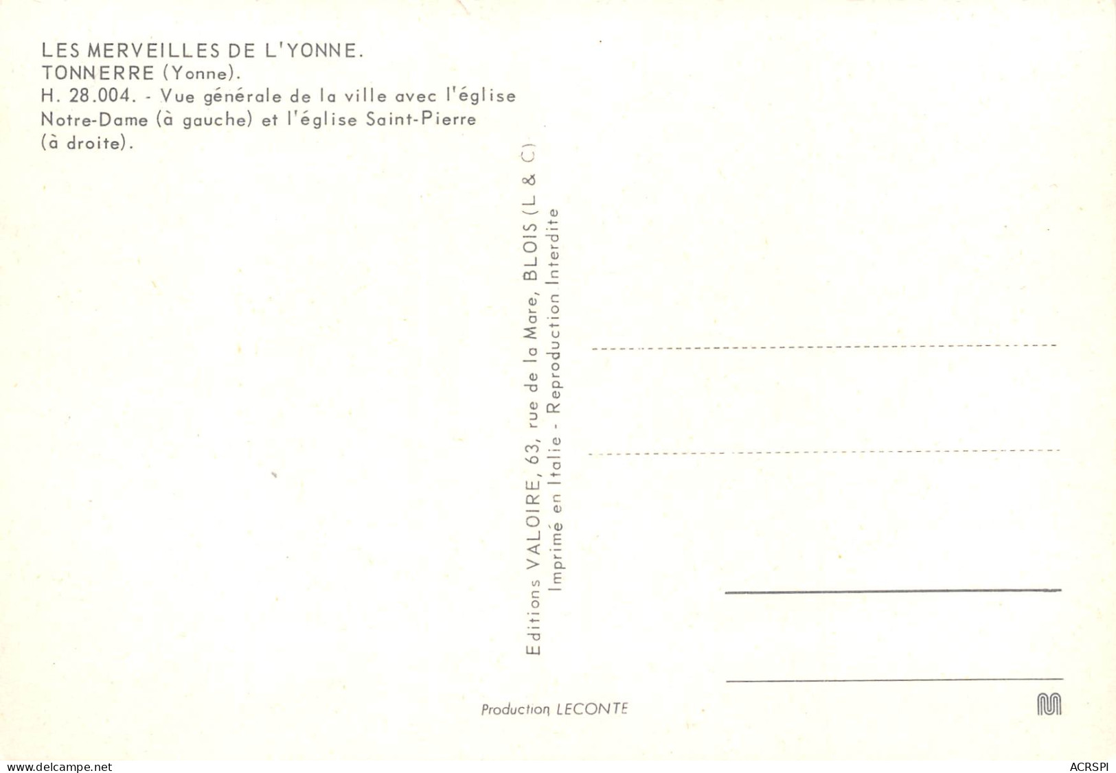 89 TONNERRE Vue Générale  Carte  Vierge Non Circulé éditions Valoire  (Scans R/V) N° 42 \MO7047 - Tonnerre