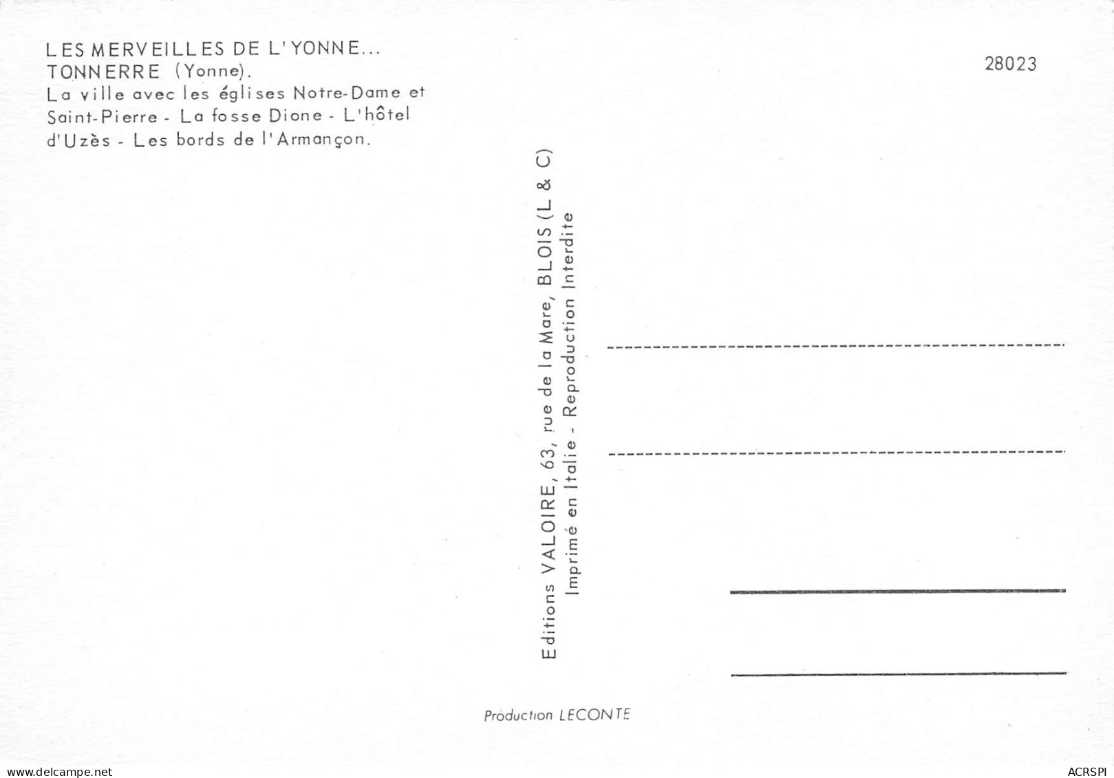 89 TONNERRE Souvenir Multivue Carte  Vierge Non Circulé éditions Valoire (Scans R/V) N° 61 \MO7047 - Tonnerre
