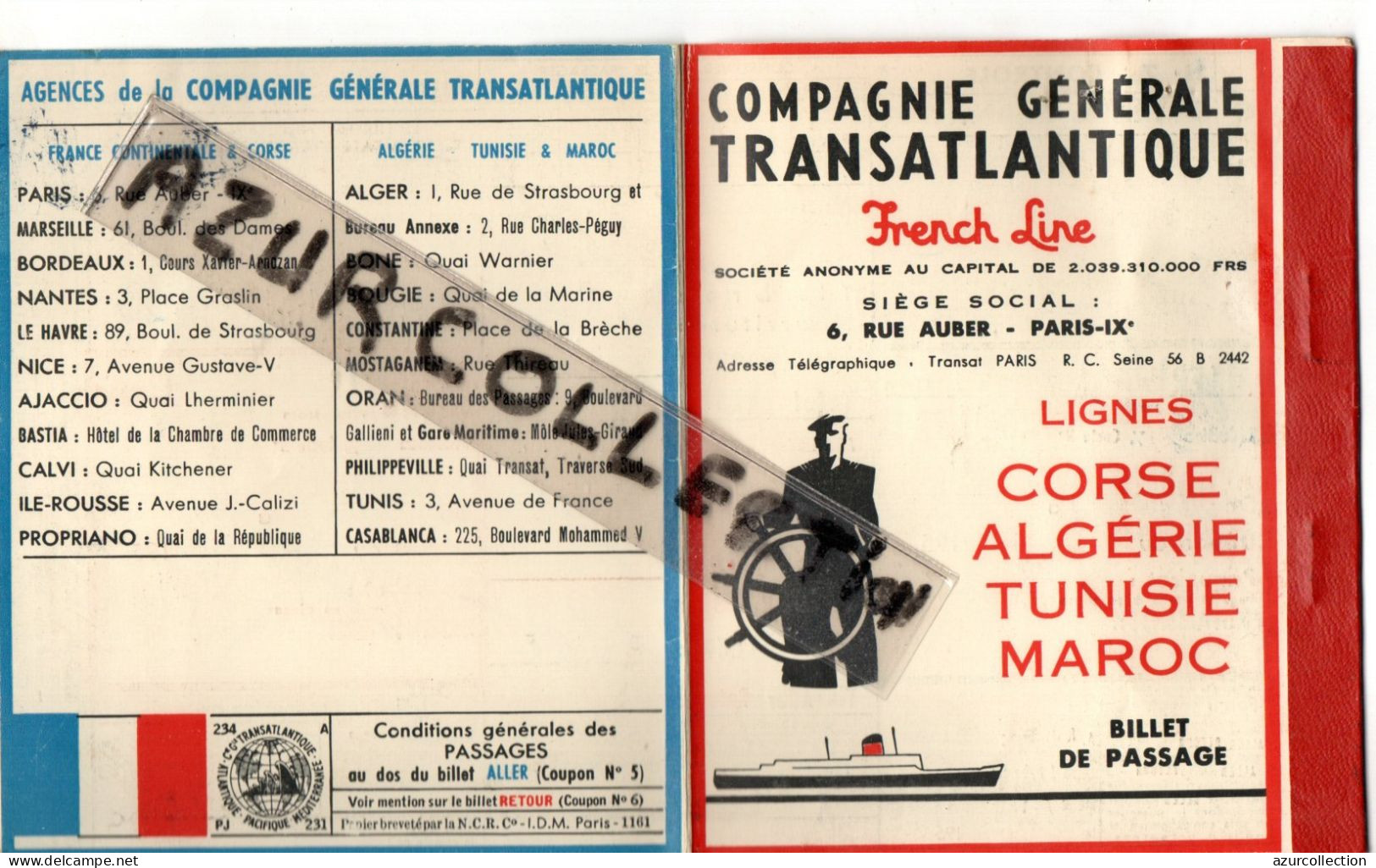 C.GENERALE TRANSATLANTIQUE . FRENCH LINE . CORSE ALGERIE ...MAROC . 1959 - Europe