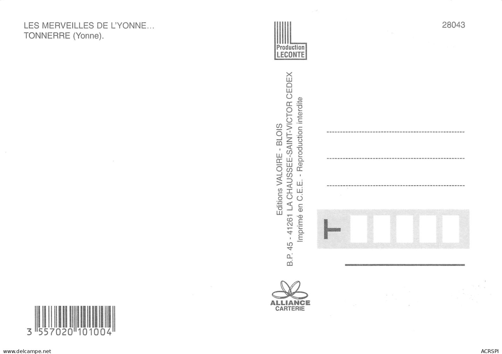 89 TONNERRE  Multivue Carte  Vierge Non Circulé éditions Valoire (Scans R/V) N° 62 \MO7047 - Tonnerre