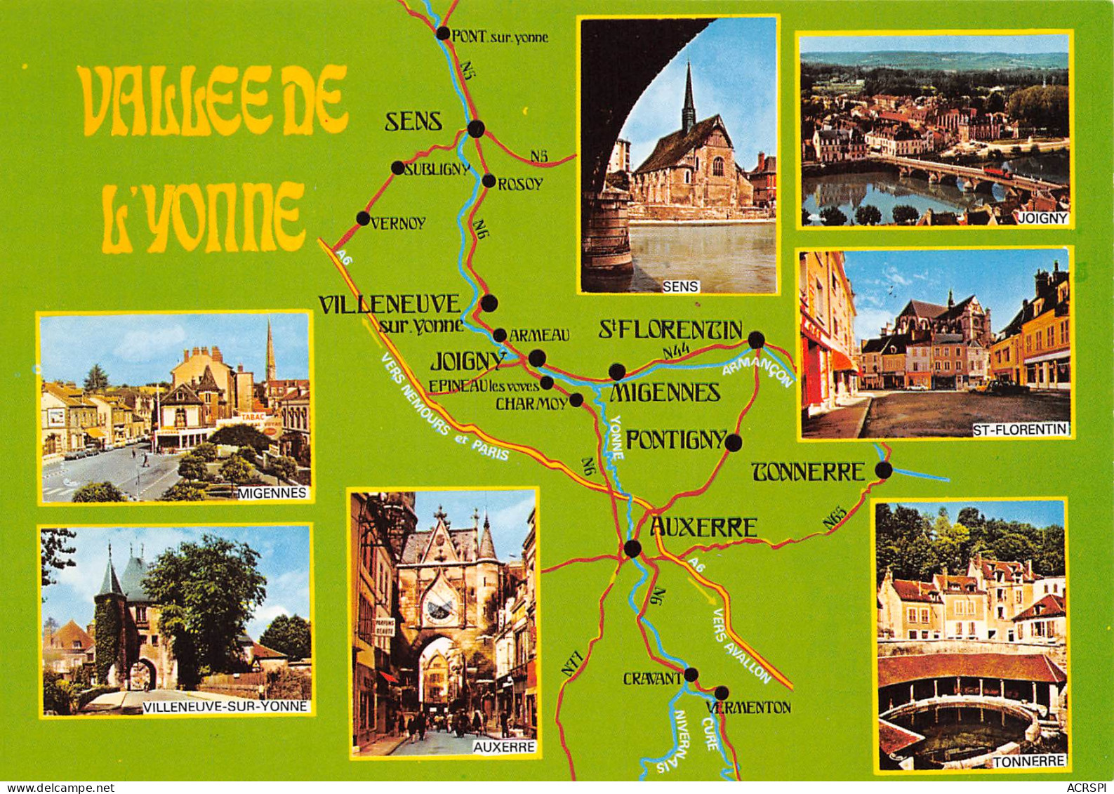 89 Carte Map Plan De La Vallée  De L'YONNE Joigny Auxerre Migennes Carte Vierge éditions CIM (Scans R/V) N° 82 \MO7048 - Joigny