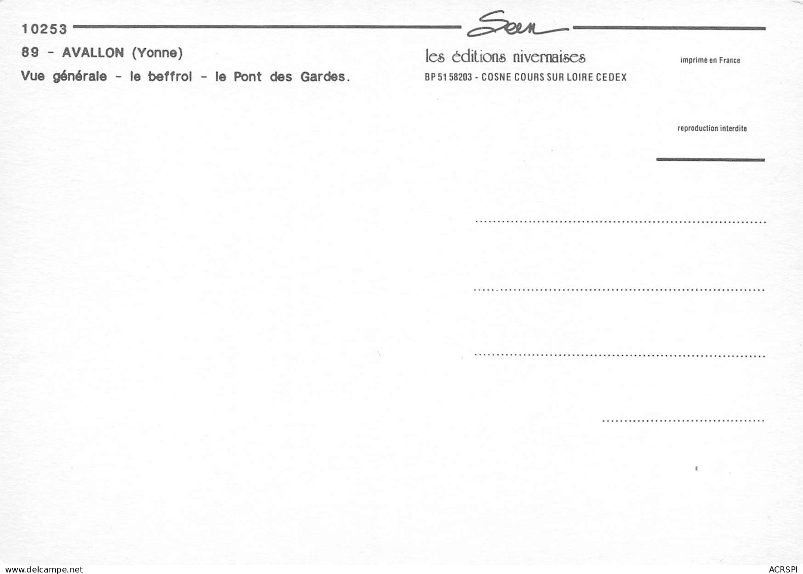 89 AVALLON Multivue  Carte Vierge Non Circulé édition Nivernaises (Scans R/V) N° 34 \MO7049 - Avallon