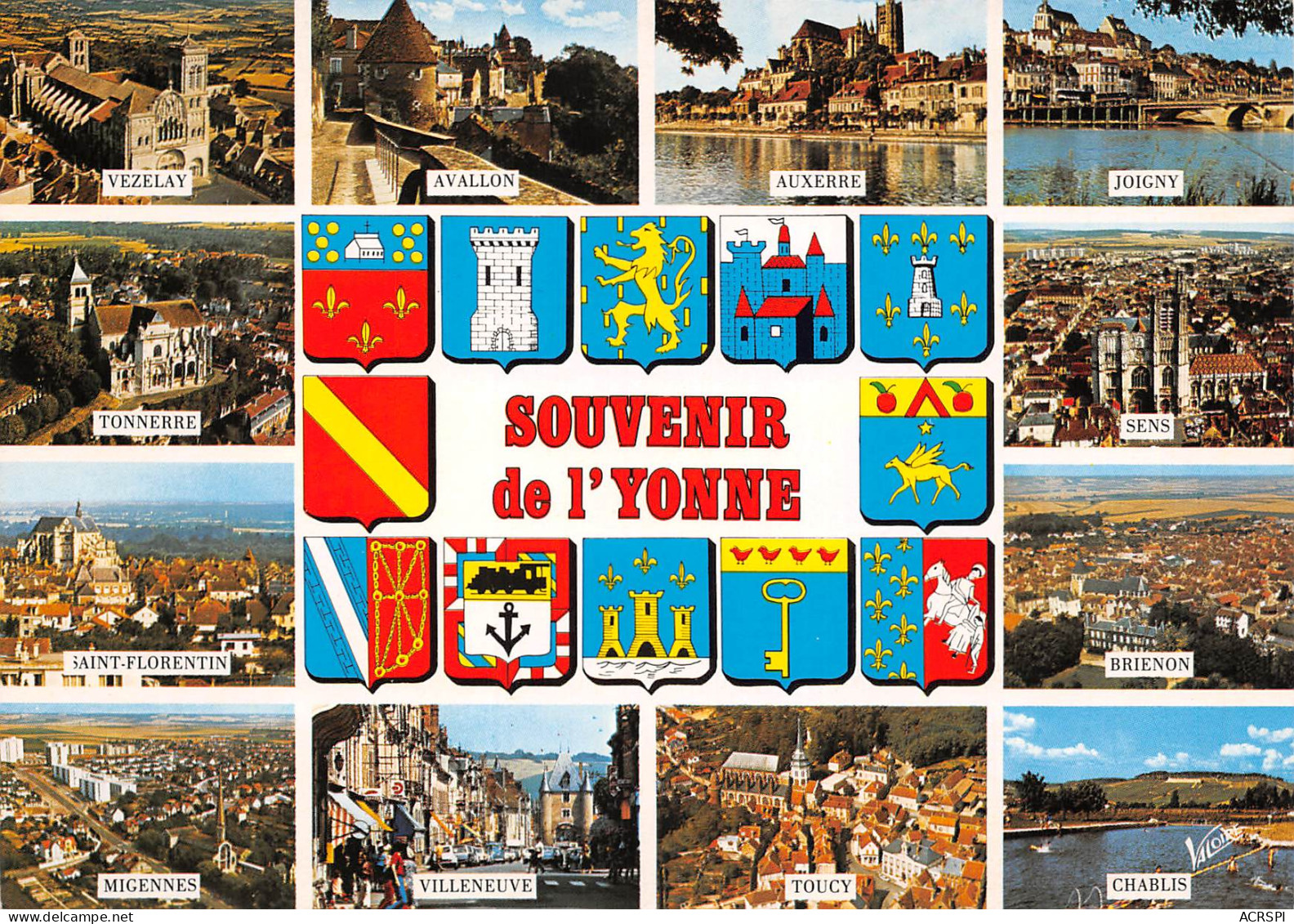 89 Blasons Souvenir De L'Yonne  Carte Vierge  éd Valoire (Scans R/V) N° 19 \MO7050 - Villeneuve-la-Guyard
