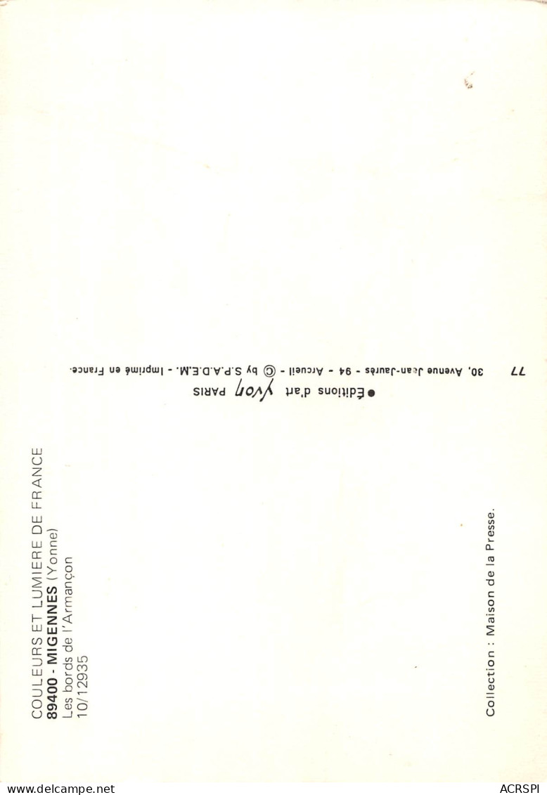89 MIGENNES Pêche à La Ligne Sur Les Bords De L'Armançon Carte Vierge édition Yvon (Scans R/V) N° 36 Bis \MO7050 - Migennes