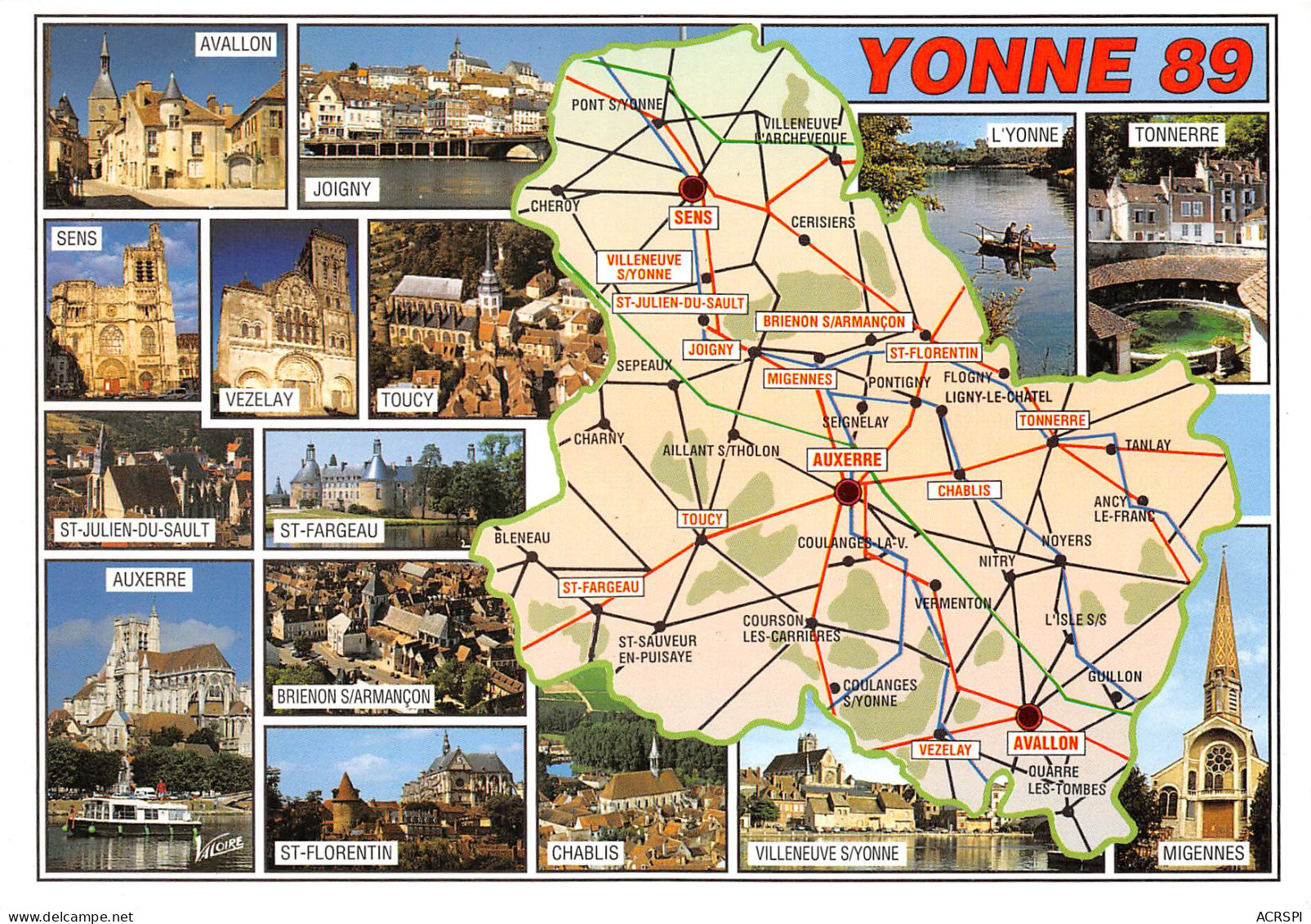 89 Carte Map Plan Du Département De L'Yonne Carte Vierge édition Valoire (Scans R/V) N° 37  \MO7050 - Migennes