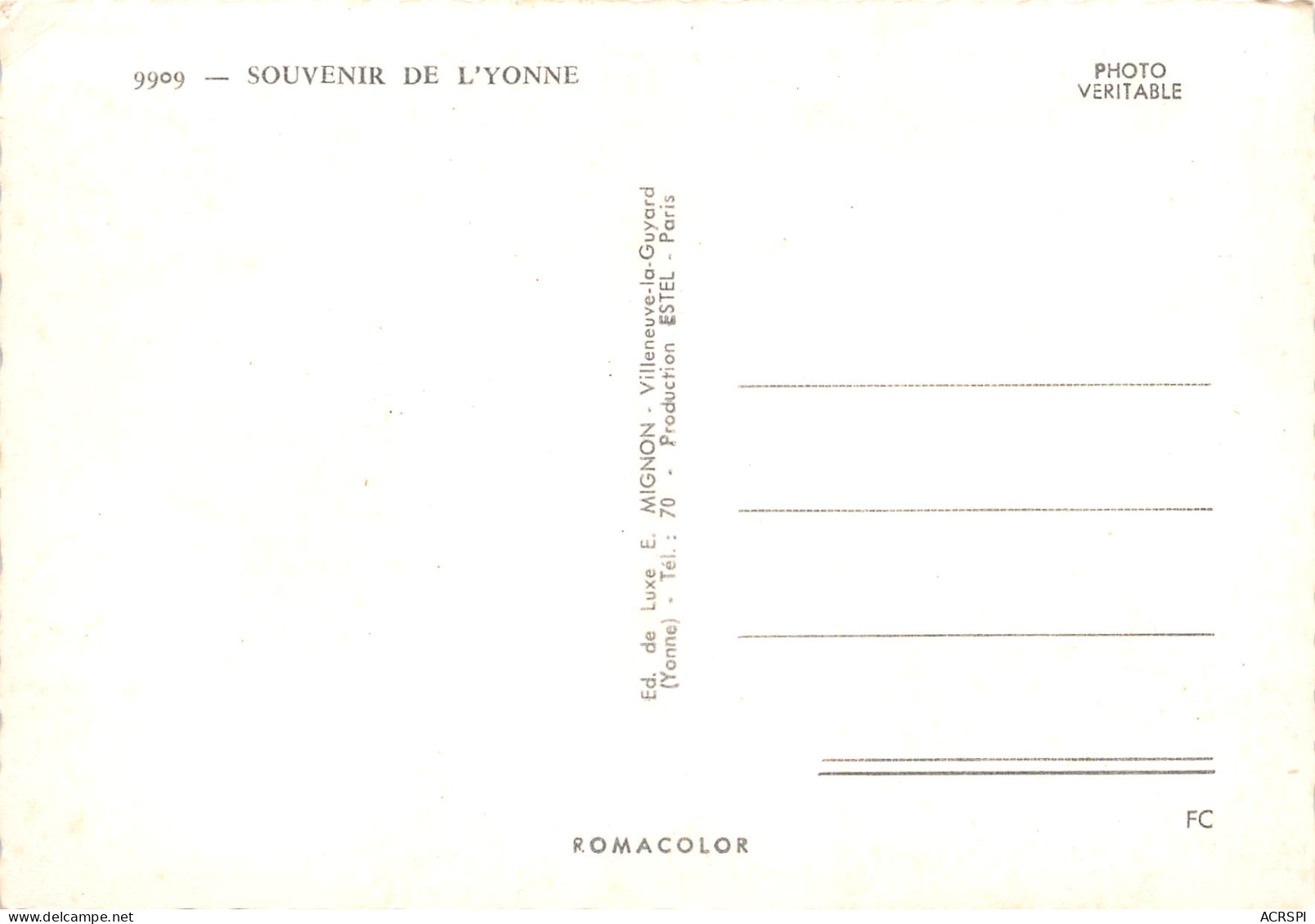 89 Souvenir  De L'Yonne Carte Vierge édition Mignon (Scans R/V) N° 40  \MO7050 - Migennes