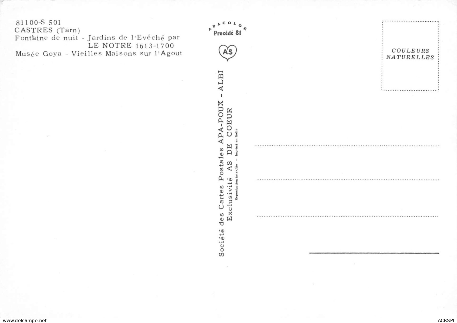 81 CASTRES Multivue Carte Vierge Non Circulé édition Apa-Poux (Scans R/V) N° 52 \MO7051 - Castres