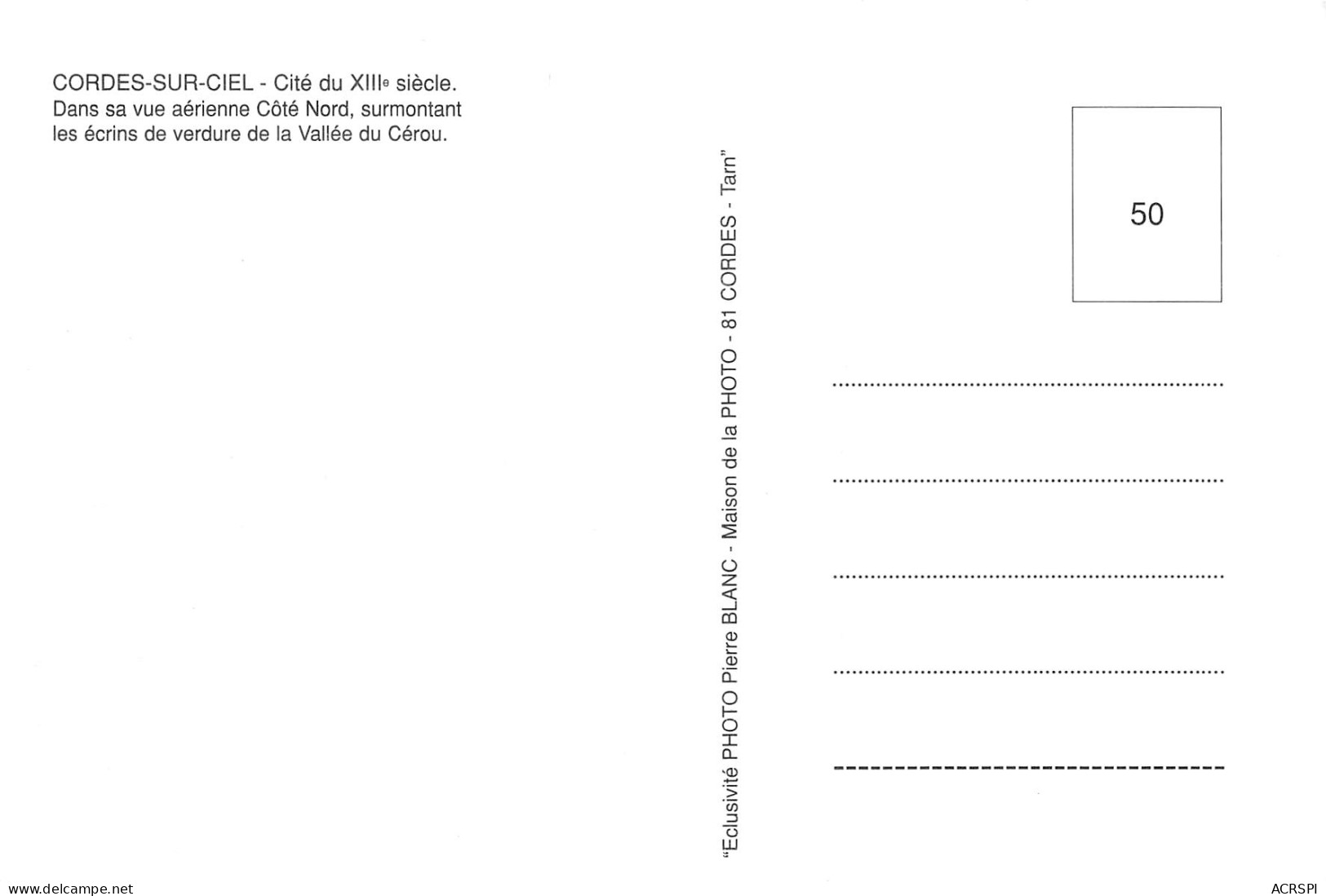 81 Cordes-sur-Ciel Jardins Du Chateau Coté Nord Et Vallée Du Cérou Carte Vierge édition P.BLANC(Scans R/V) N° 25 \MO7052 - Cordes