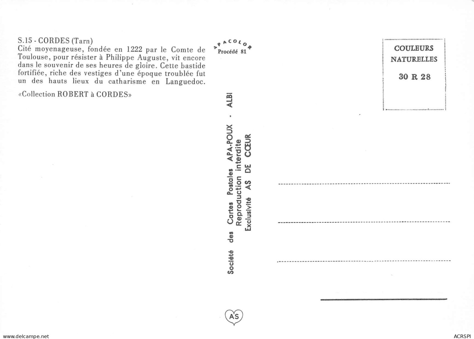 81 CORDES Sur CIEL Multivue Carte Vierge Non Circulé  éditions AS (Scans R/V) N° 54 \MO7053 - Cordes