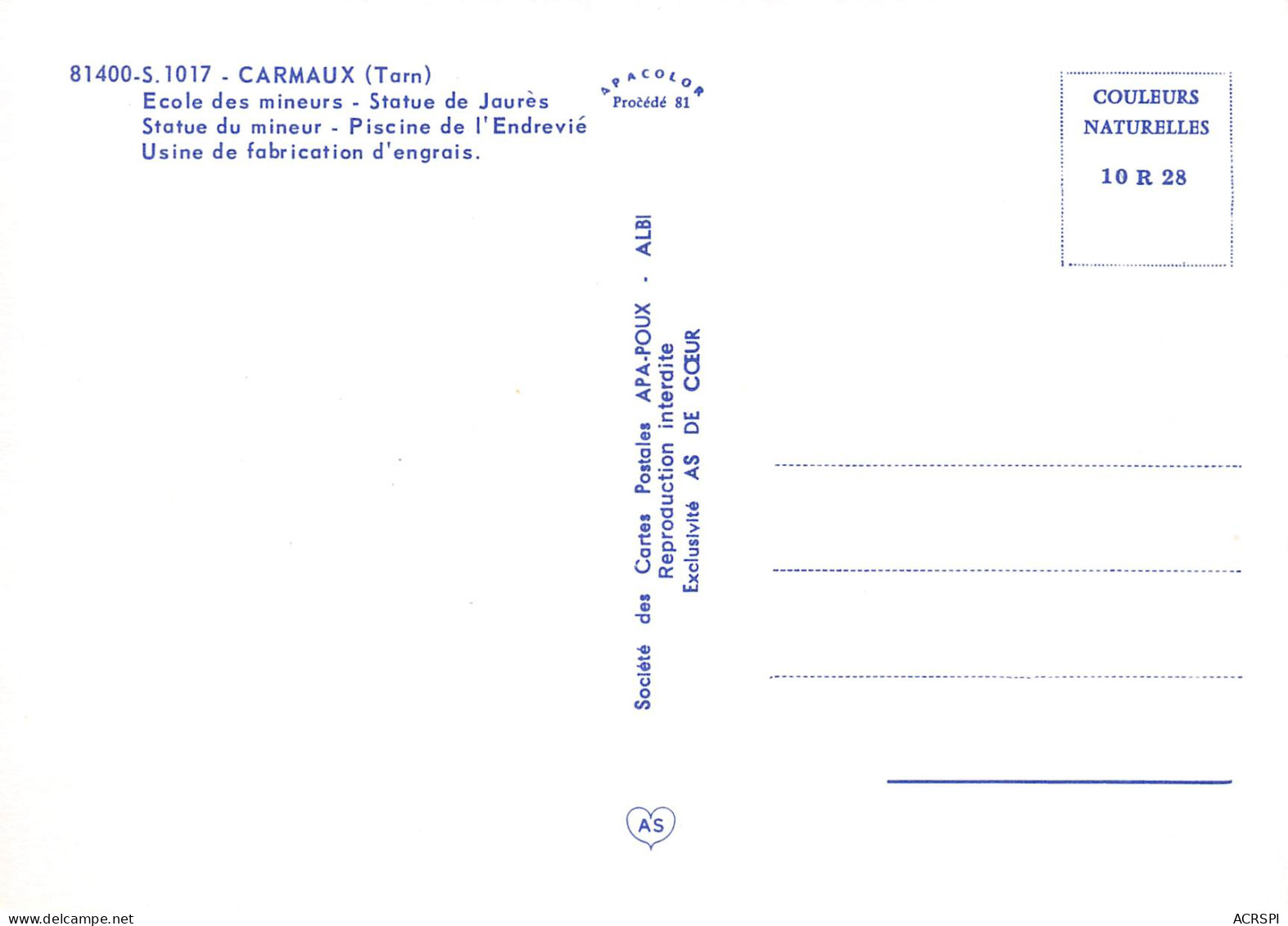 81 CARMAUX Multivue  Carte Vierge éditions Apa-Poux (Scans R/V) N° 52 \MO7054 - Carmaux