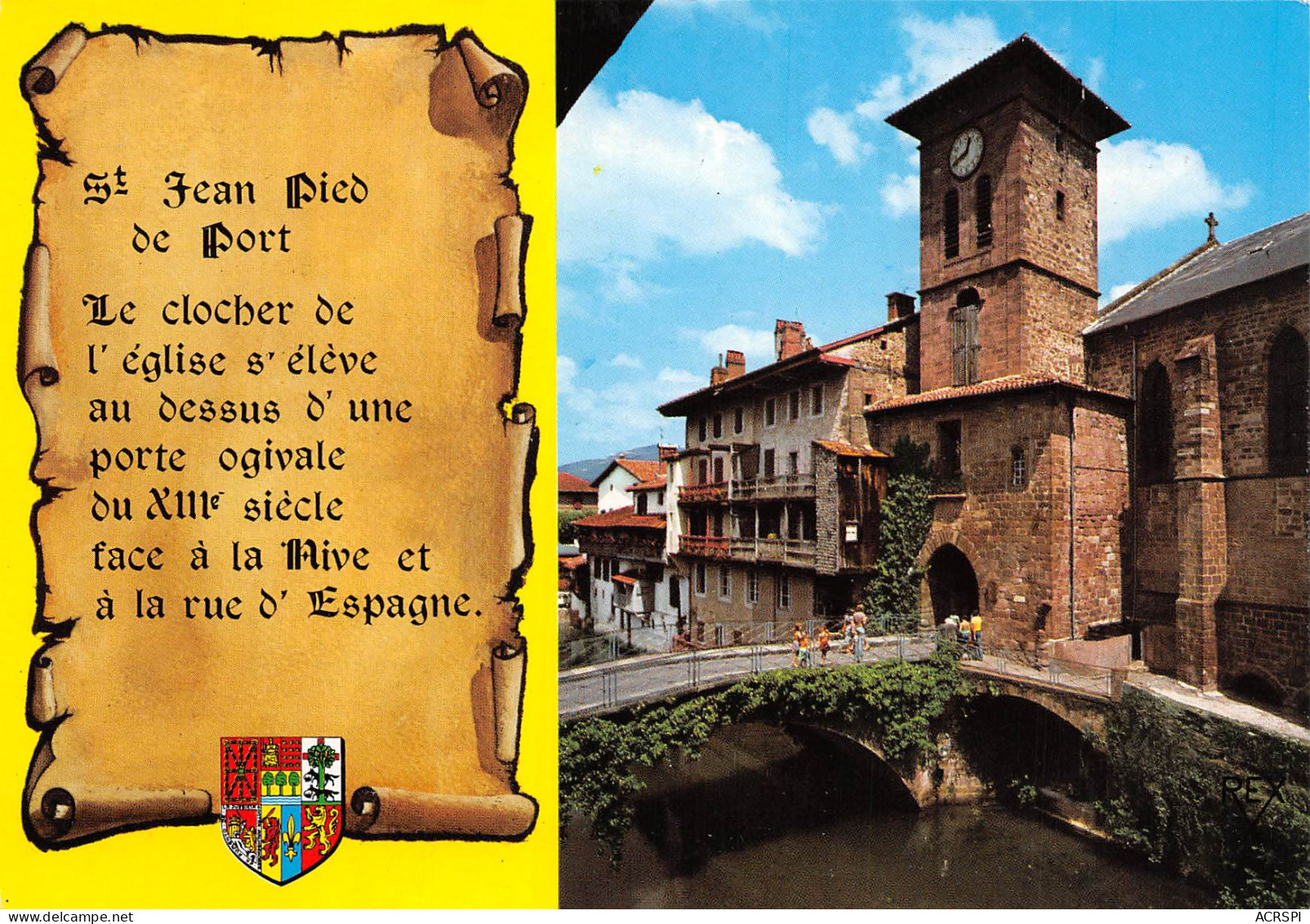 64 SAINT JEAN PIED DE PORT Le Clocher Et La Porte Carte Vierge Non Circulé édition REX Billere (Scans R/V) N° 14 \MO7056 - Saint Jean Pied De Port