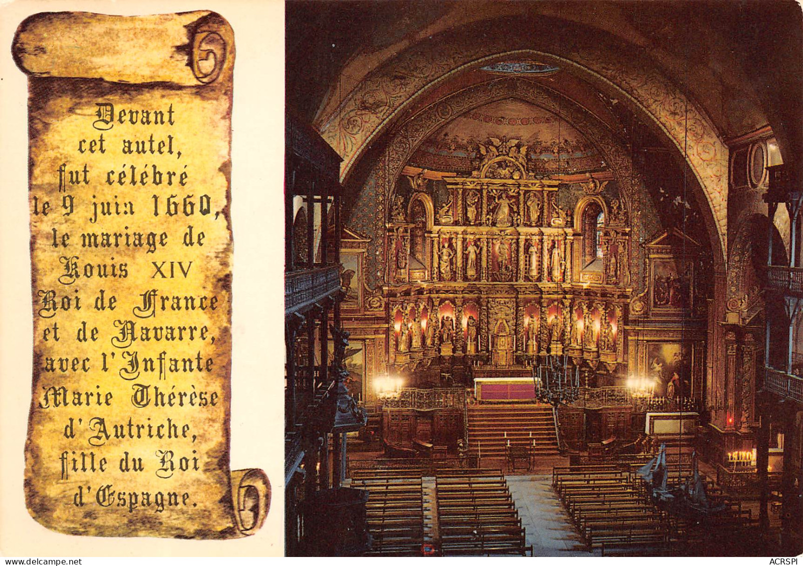 64 SAINT JEAN DE LUZ  Intérieur De L'église Carte Vierge Non Circulé édition Du Rocher (Scans R/V) N° 33 \MO7058 - Saint Jean De Luz