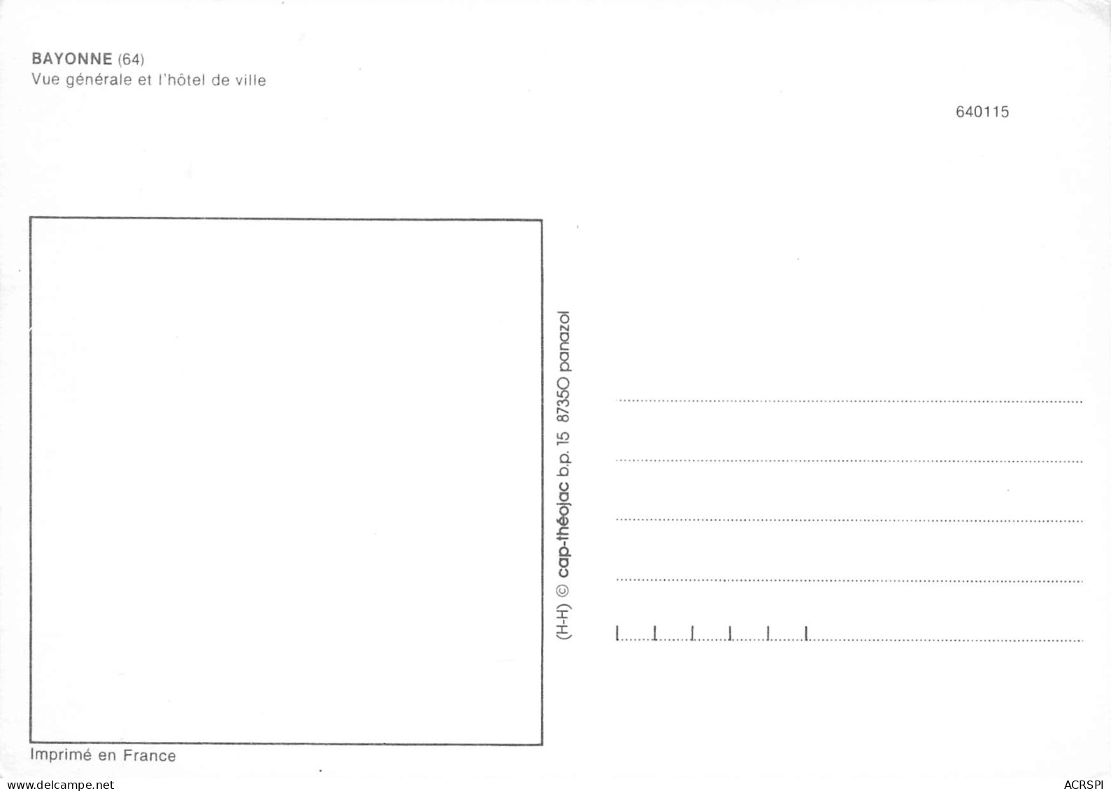 64 BAYONNE Vue Générale Panoramique Carte Vierge Non Circulé éditions CAP (Scans R/V) N° 22 \MO7060 - Bayonne