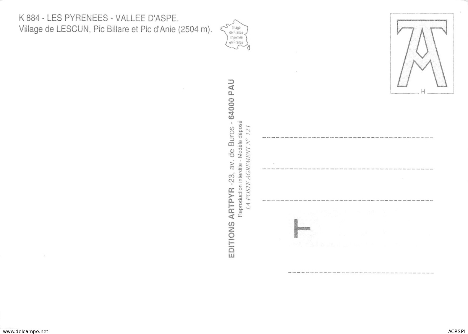 64 Lescun Le Village Vallée D'ASPE Carte Vierge Non Circulé éditions Artpyr (Scans R/V) N° 11 \MO7062 - Guethary