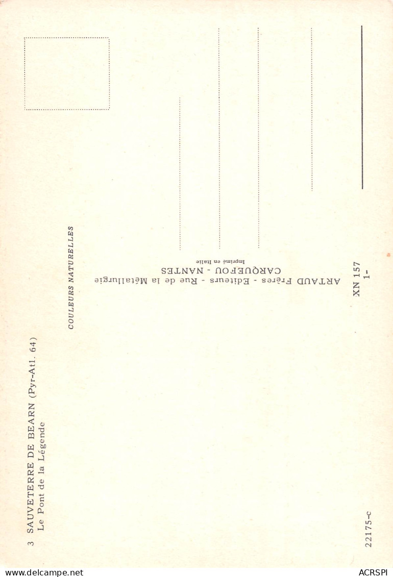 64 Sauveterre-de-Béarn Pont De La Légende Carte Vierge Non Circulé éditions Artaud (Scans R/V) N° 11 \MO7063 - Sauveterre De Bearn