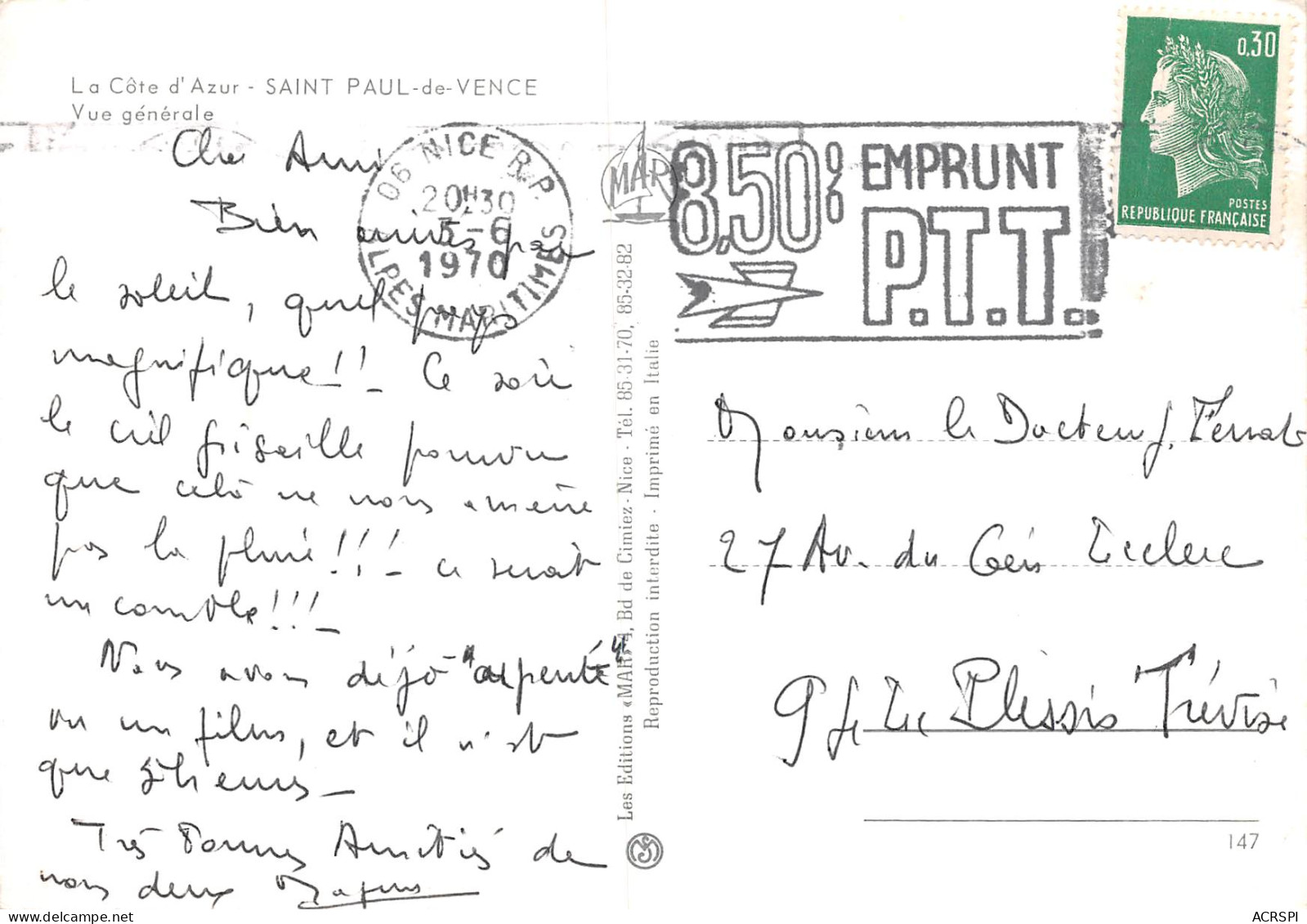 06 SAINT PAUL DE VENCE  Vue Générale éditions Mar (scans R/V) N° 24 \MO7065 - Saint-Paul