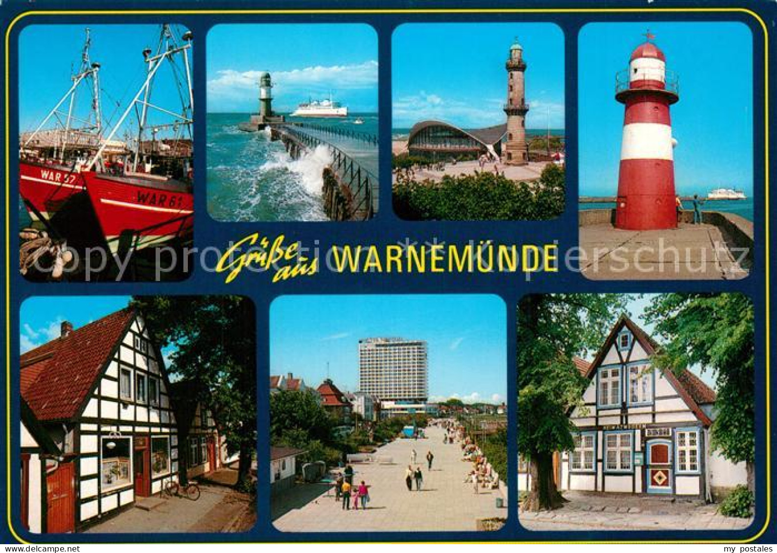 73295992 Warnemuende Ostseebad Fischkutter Hafen Mole Leuchtturm Teepott Promena - Rostock