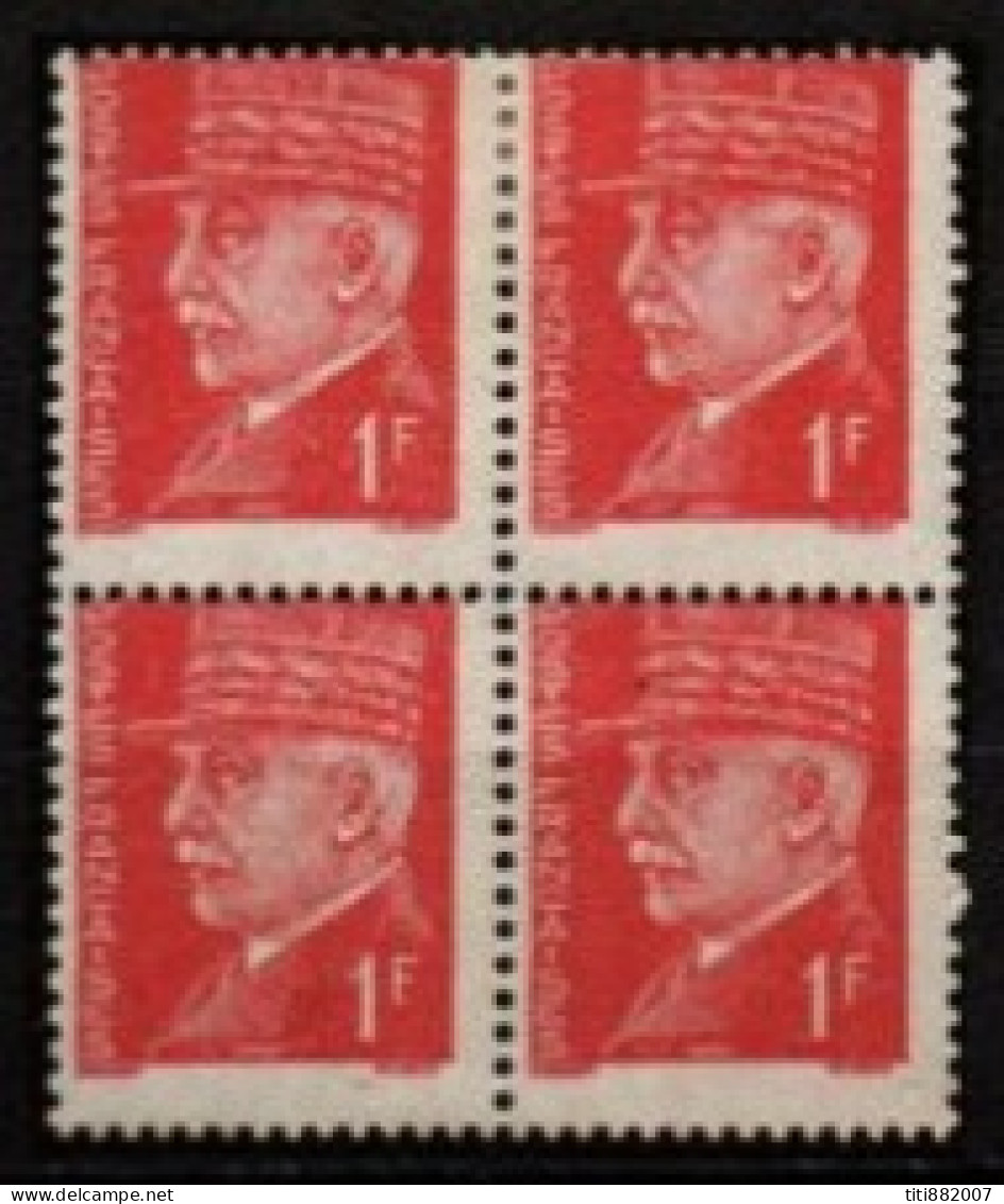 FRANCE    -   1941 .   Y&T N° 514 * / **.  Bloc De 4  Papier Legérement Bleuté. Décentrés - Unused Stamps