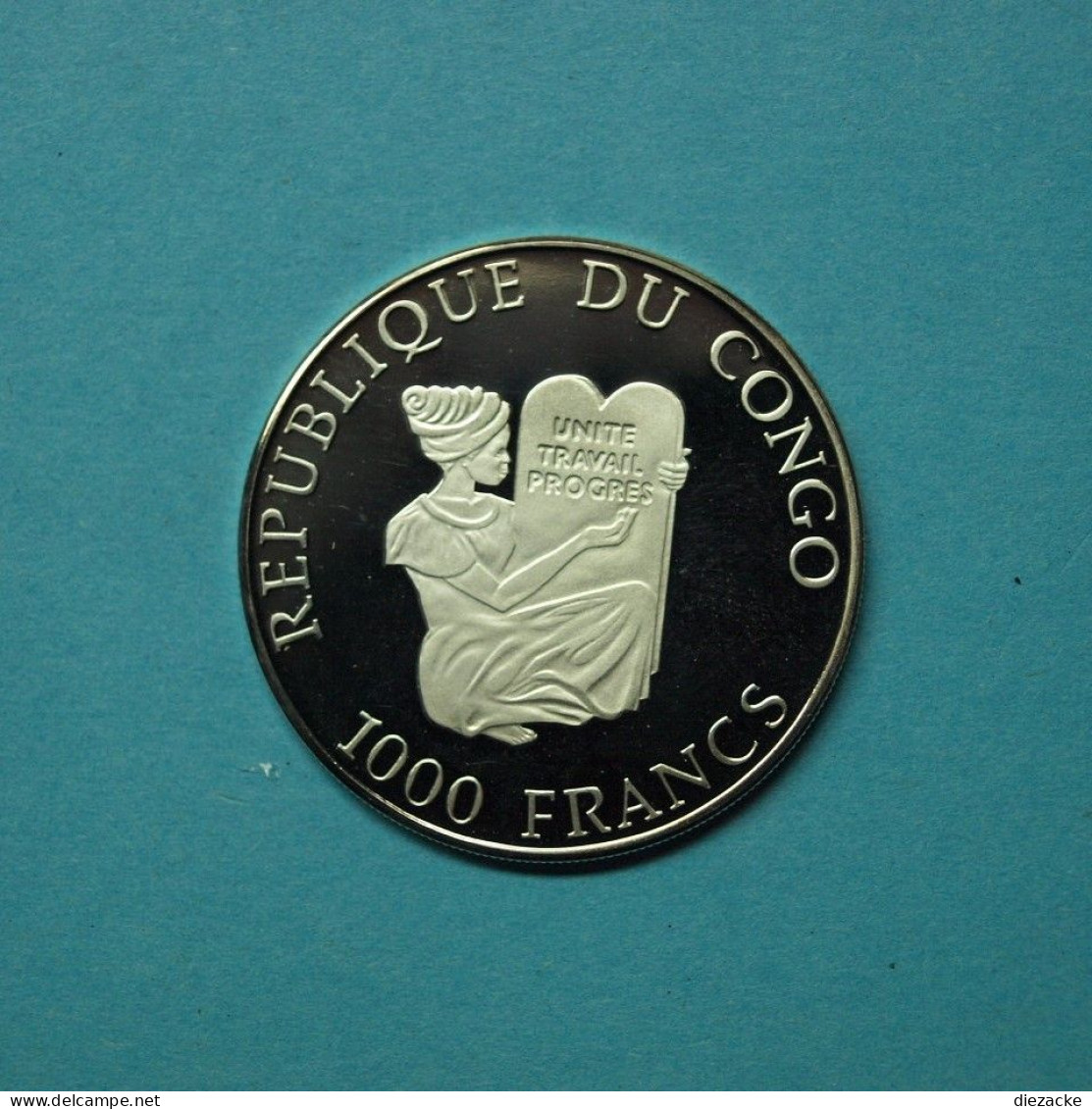 Kongo 1993 1000 Francs Elefanten, Silber PP (Kof14/4 - Altri & Non Classificati