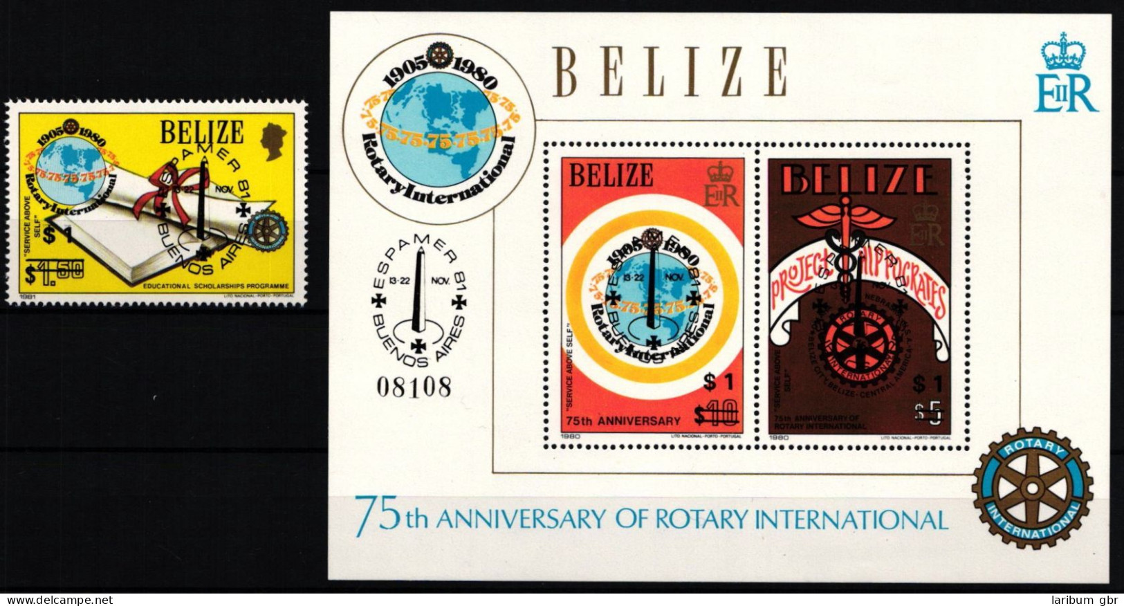 Belize Block 42 + 603 Postfrisch Rotary Club #ND009 - Belize (1973-...)
