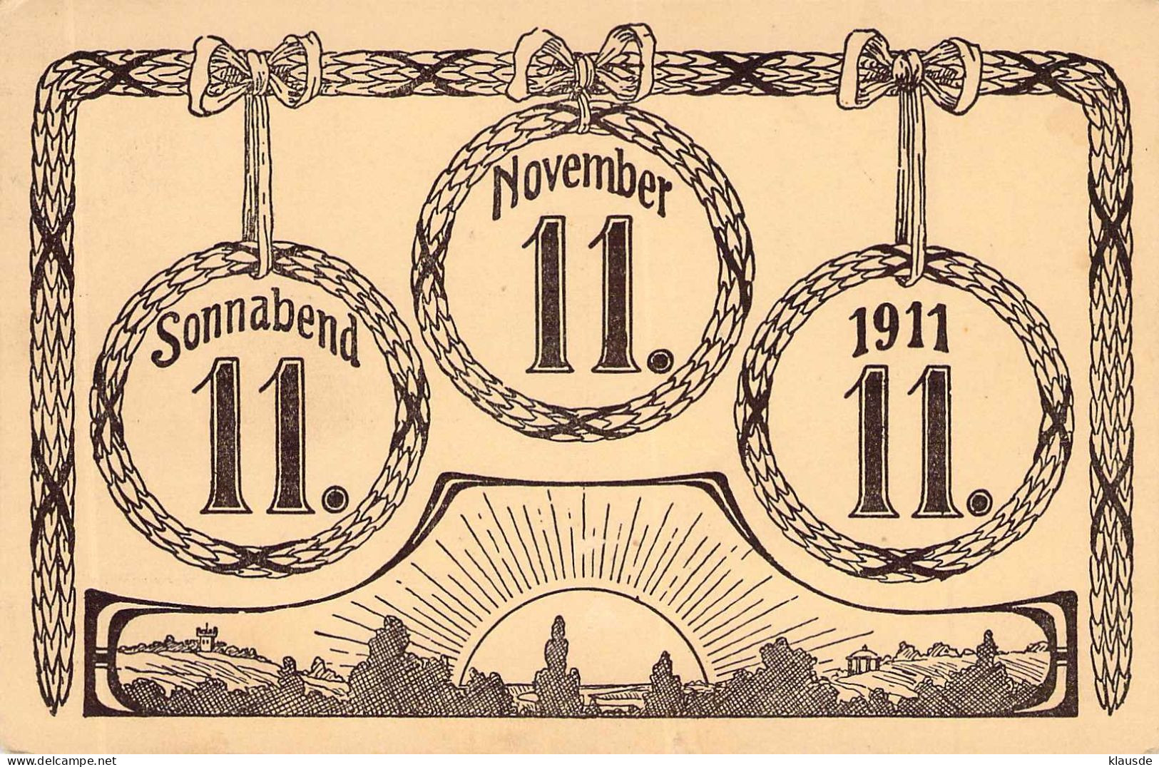 Datum Sonnabend 11.November 1911 Gel.11.11.1911 - Post