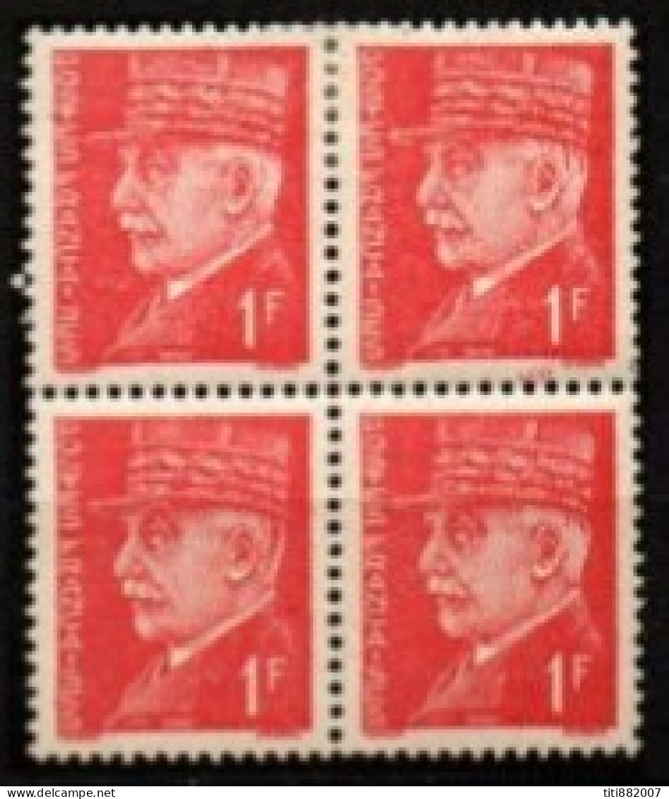 FRANCE    -   1941 .   Y&T N° 514 * / **.  Bloc De 4 . Taches Dans Les Cheveux + Légendes Maculées - Unused Stamps