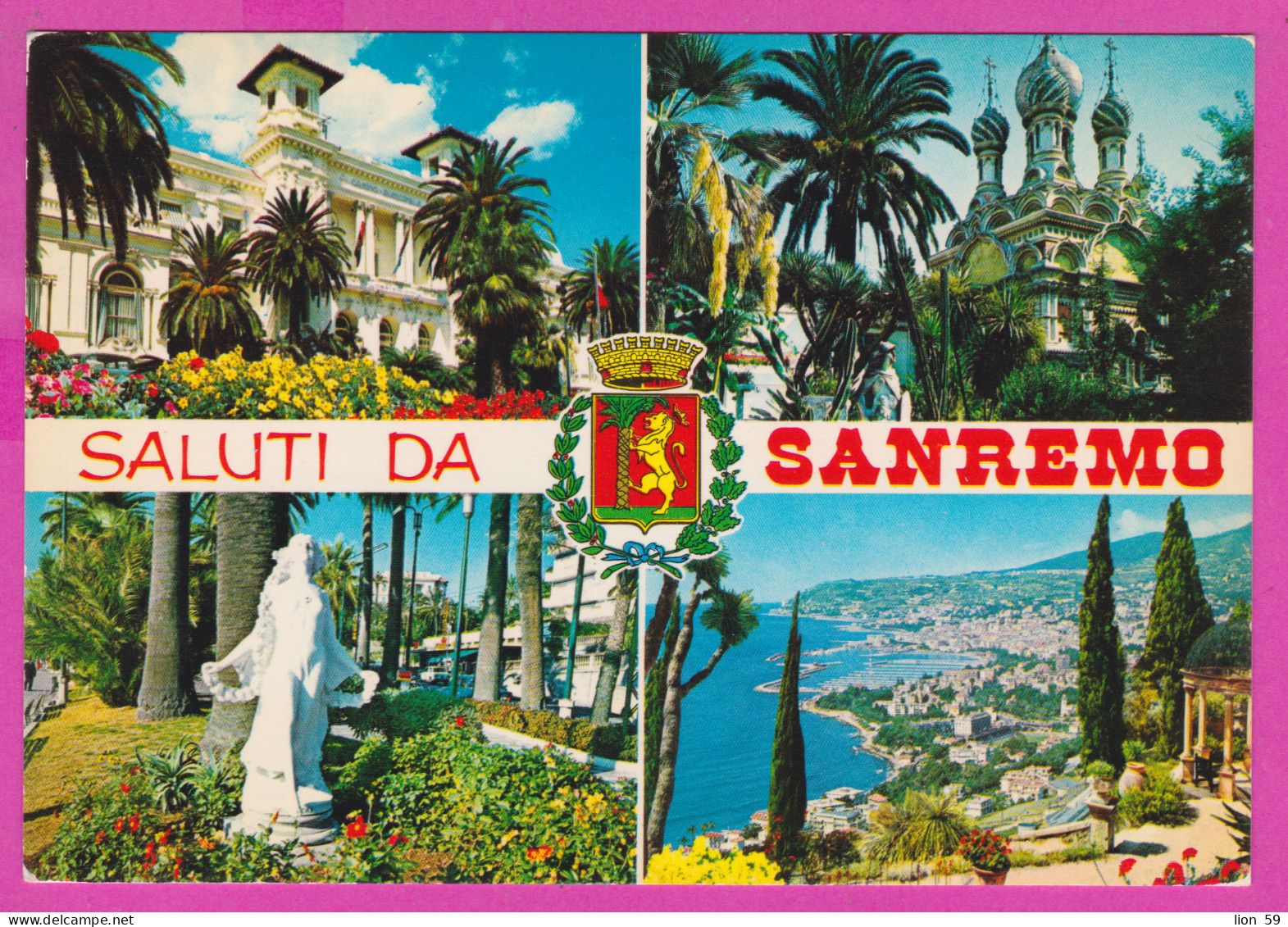 293862 / Italy - Saluti Da SANREMO Statue Casino Russian Church PC 1984 USED 400 Castello Dell Imperatore Prato - 1981-90: Storia Postale